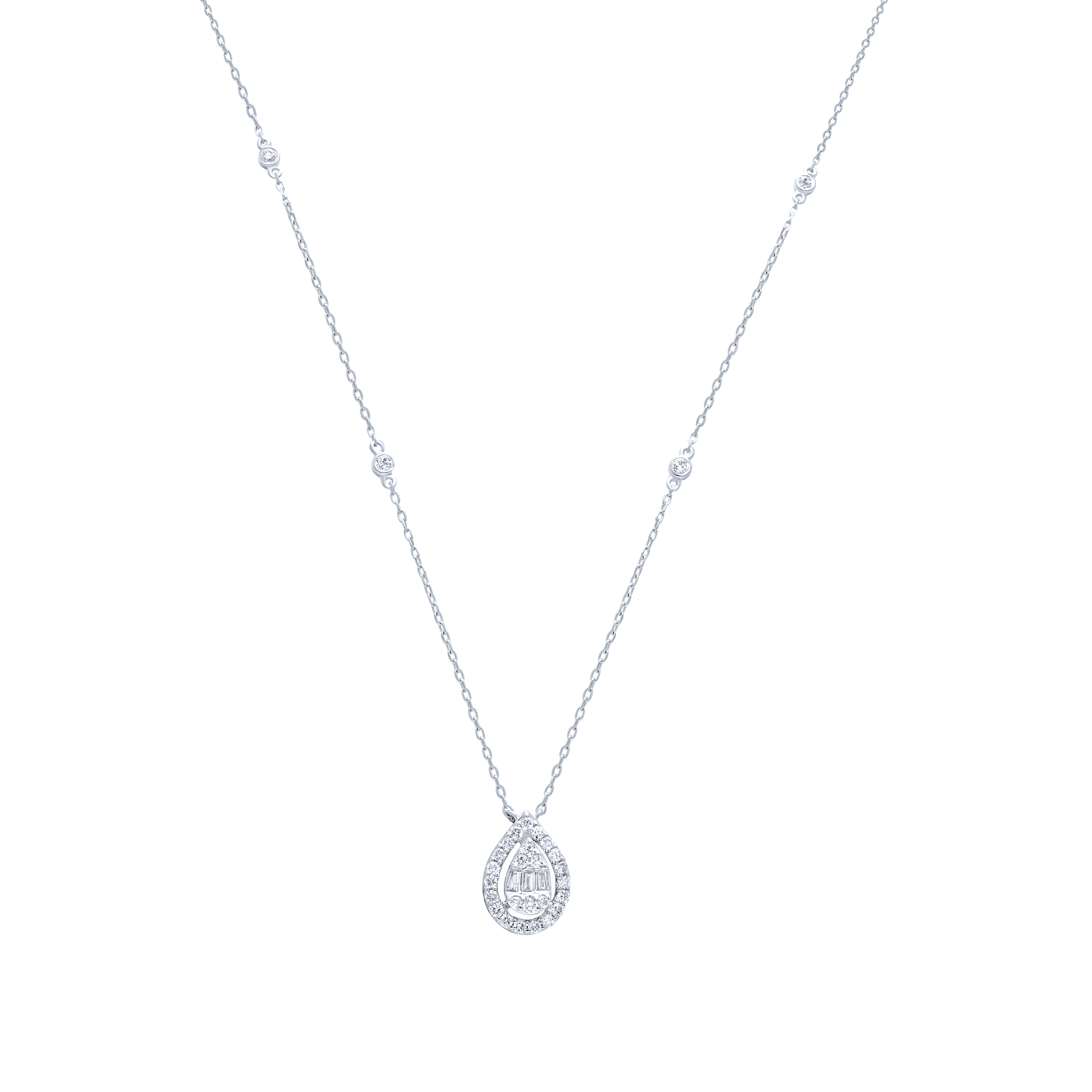 Shimmering 18K Diamond Necklace in White Gold