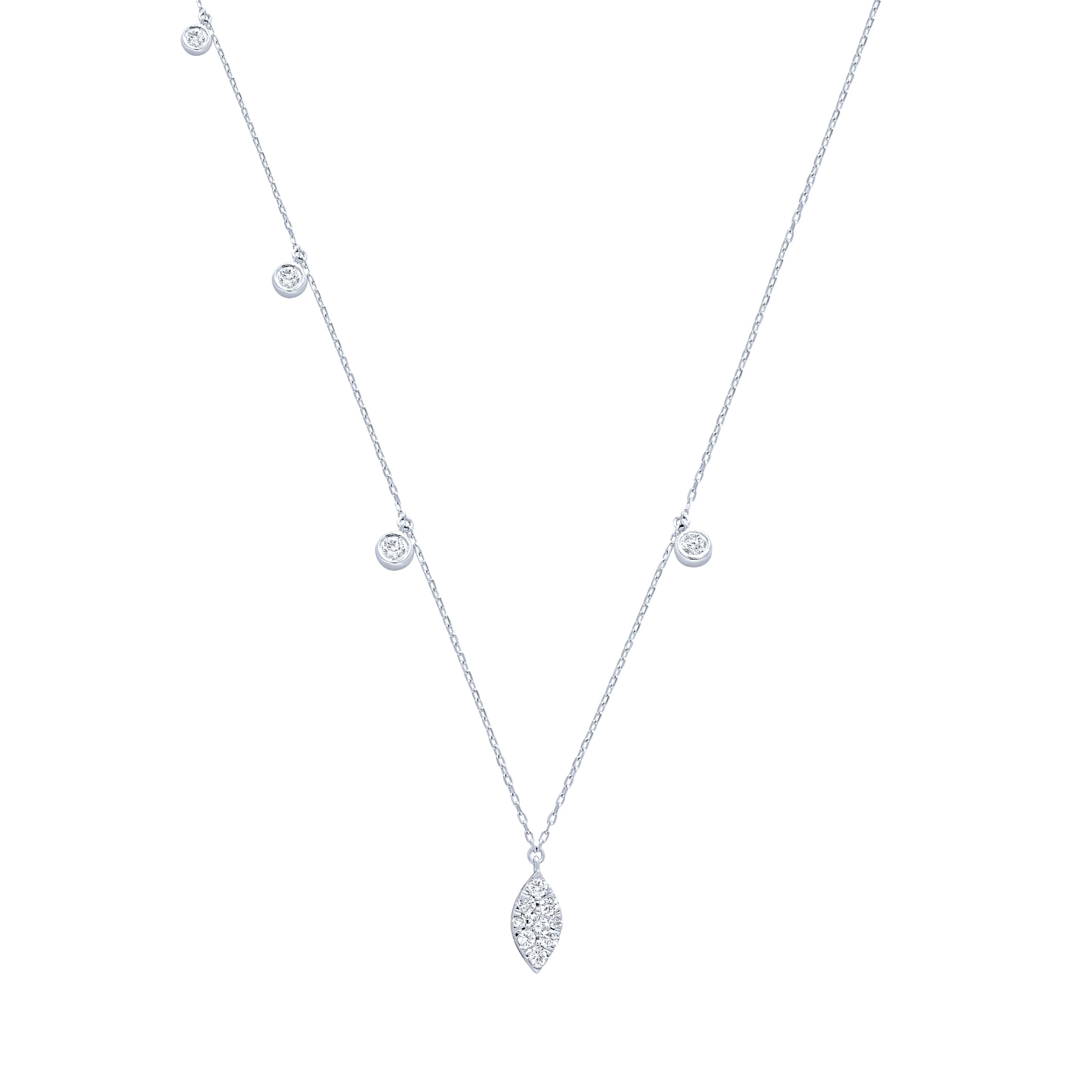 Glamorous 18K Diamond Necklace in White Gold