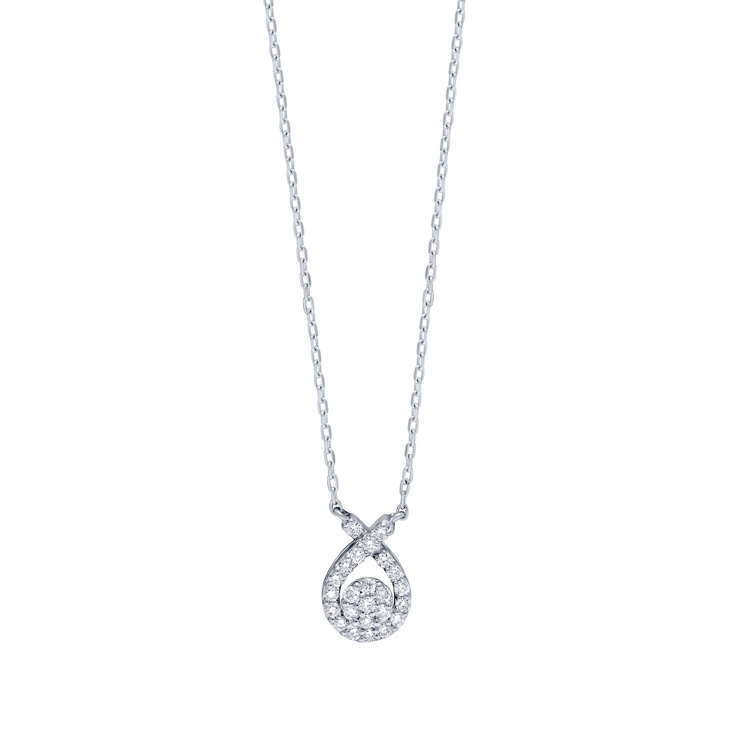 Sophisticated 18K Diamond Pendant in White Gold