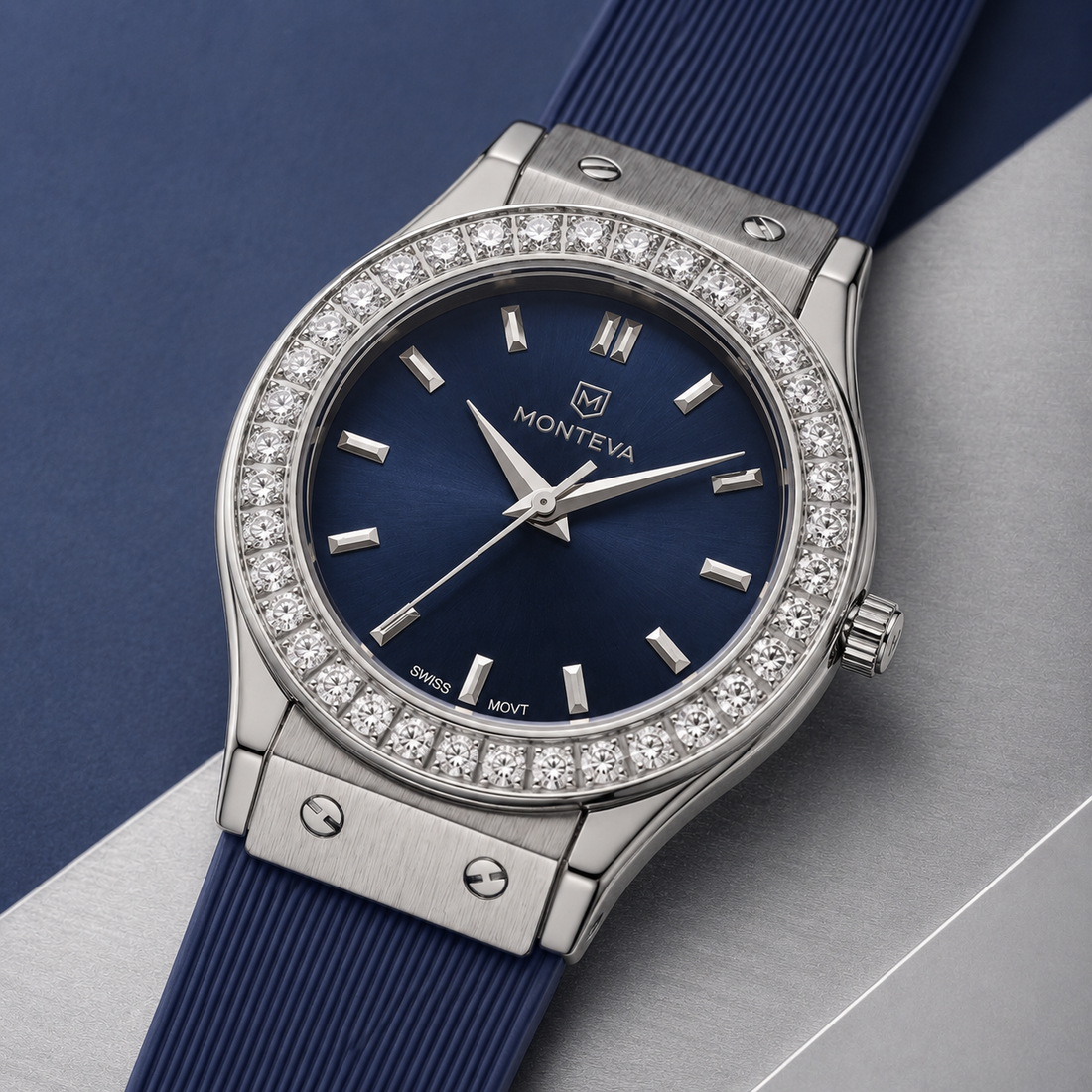 Monteva Women’s Navy Dial Zircon Bezel Marker Watch