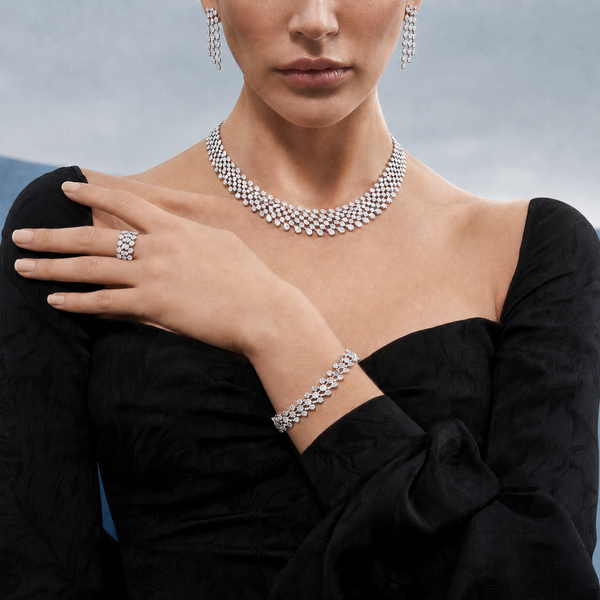 Celeste Cascade White Zircon Rhodium Plated Full Set