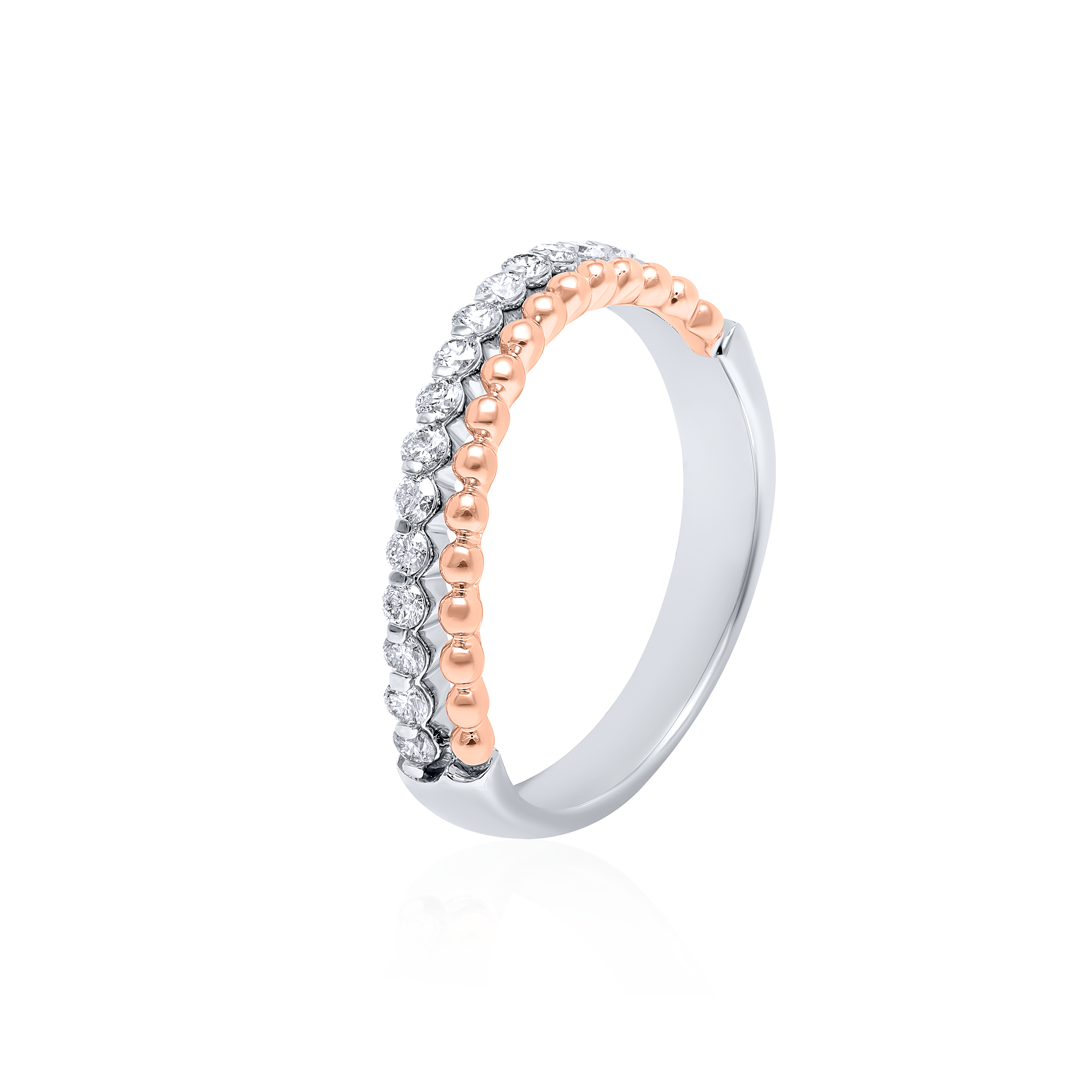 Modern 18K White & Rose Gold Diamond Ring