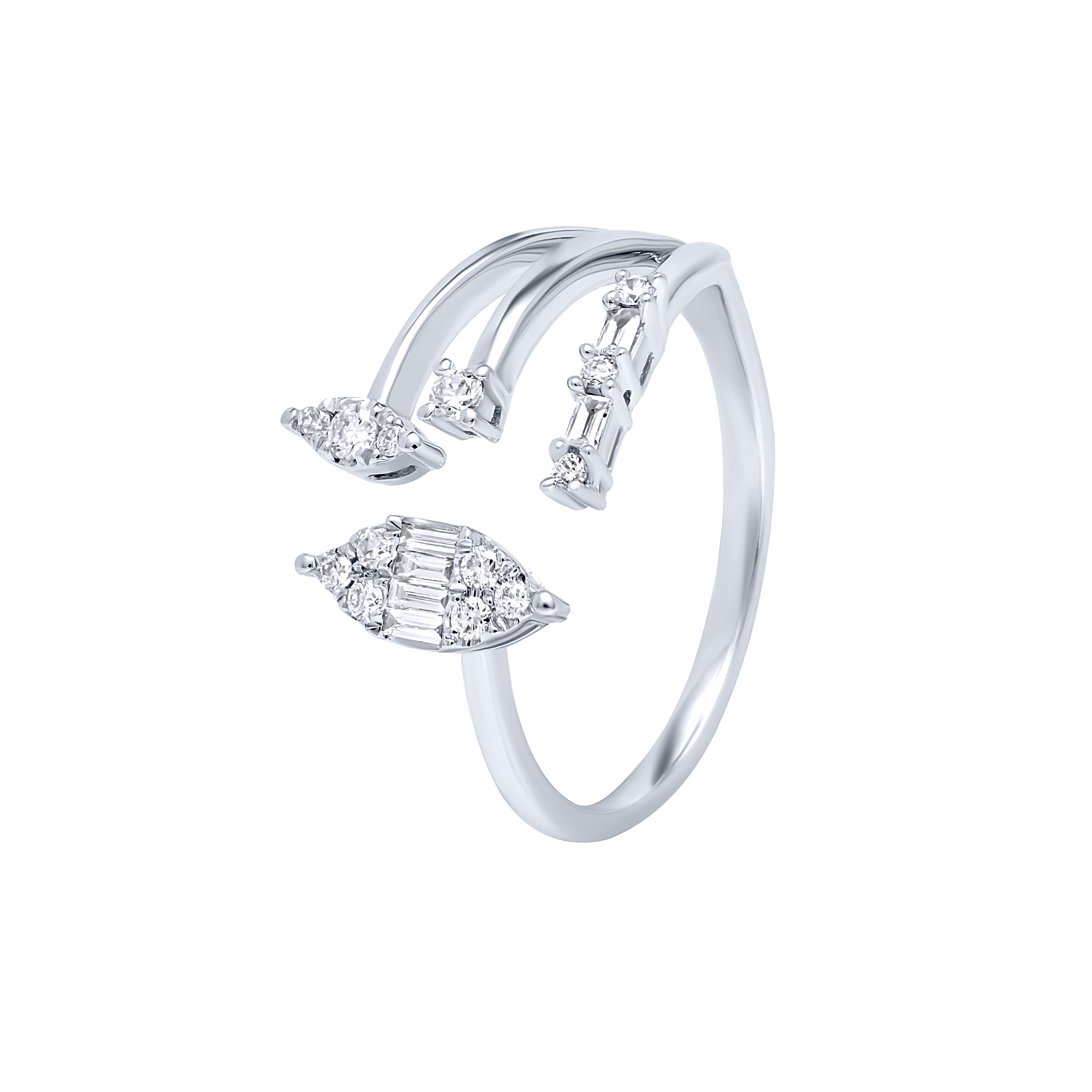Modern Art 18K White Gold Diamond Ring – Contemporary Twist