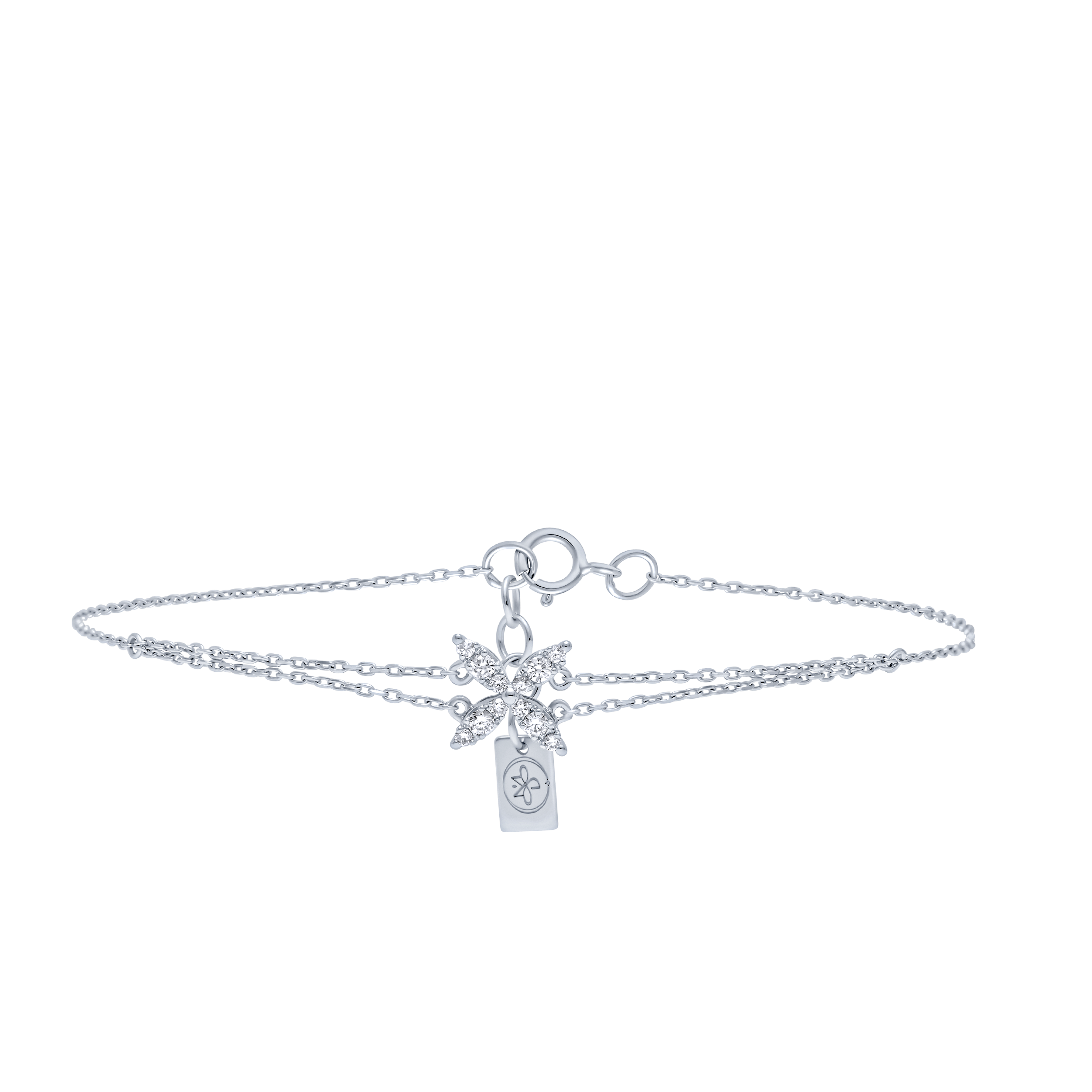 Delicate Diamond Flower Bracelet in 18K White Gold