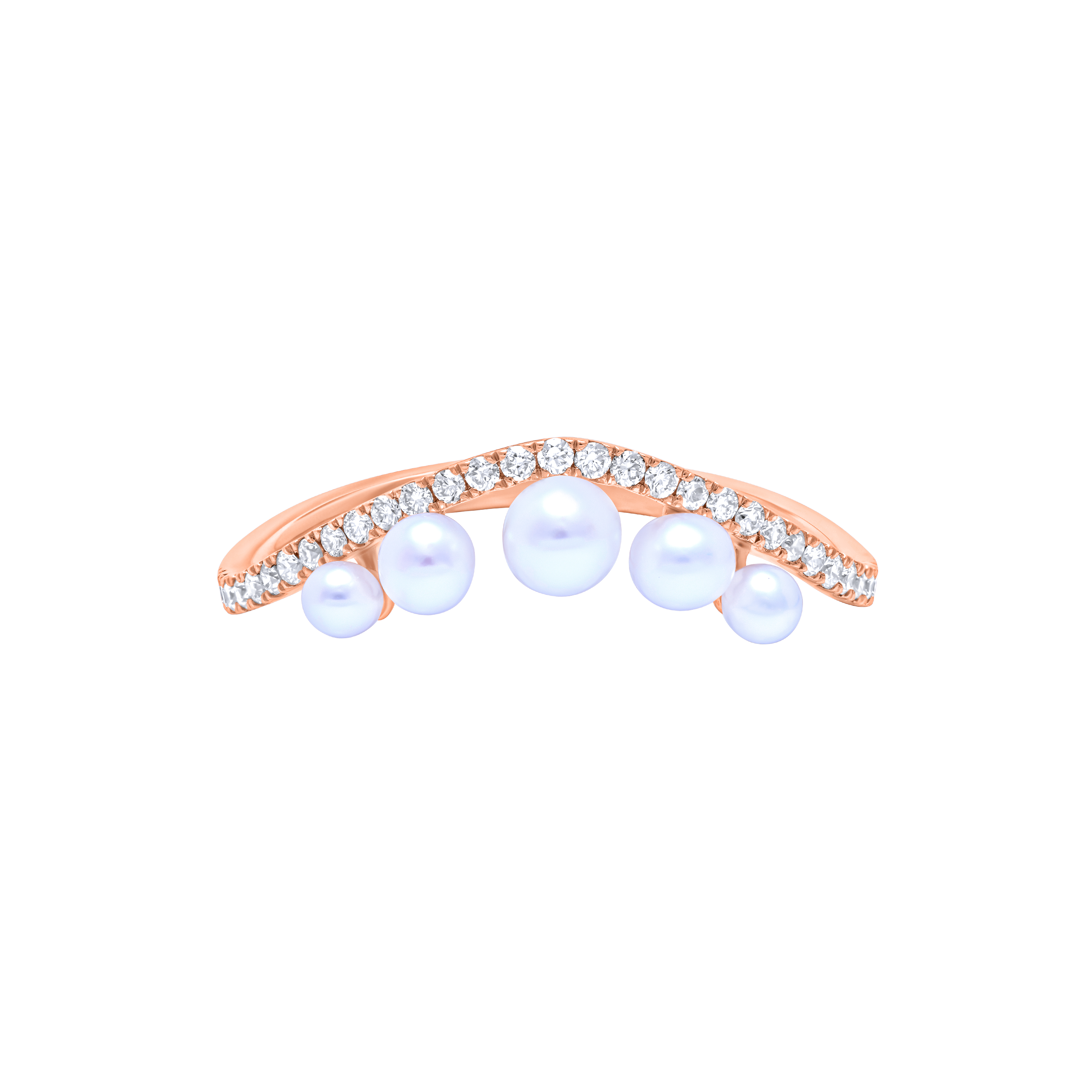 18K Rose Gold Diamond & Pearl Statement Ring