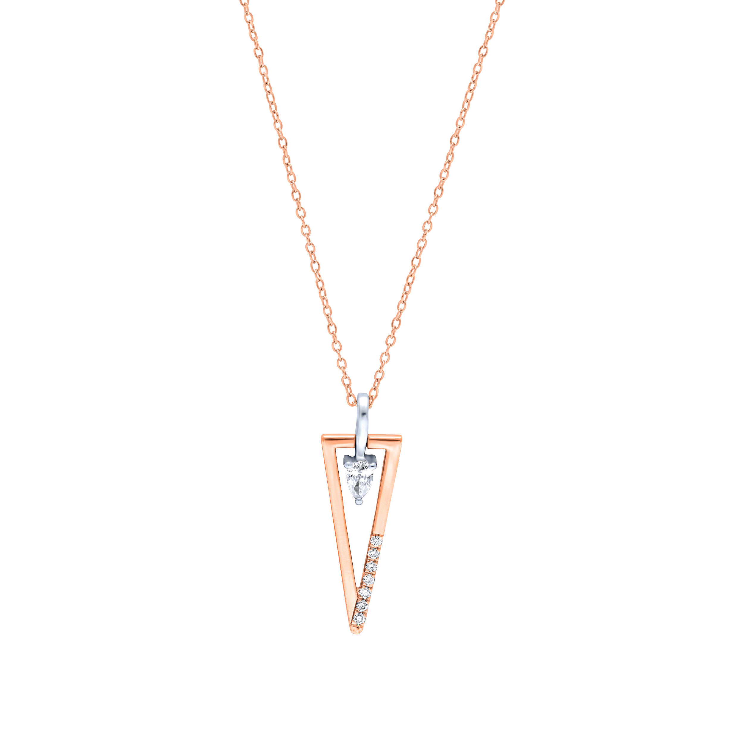 Geometric V-Shaped 18K Rose Gold & Diamond Necklace