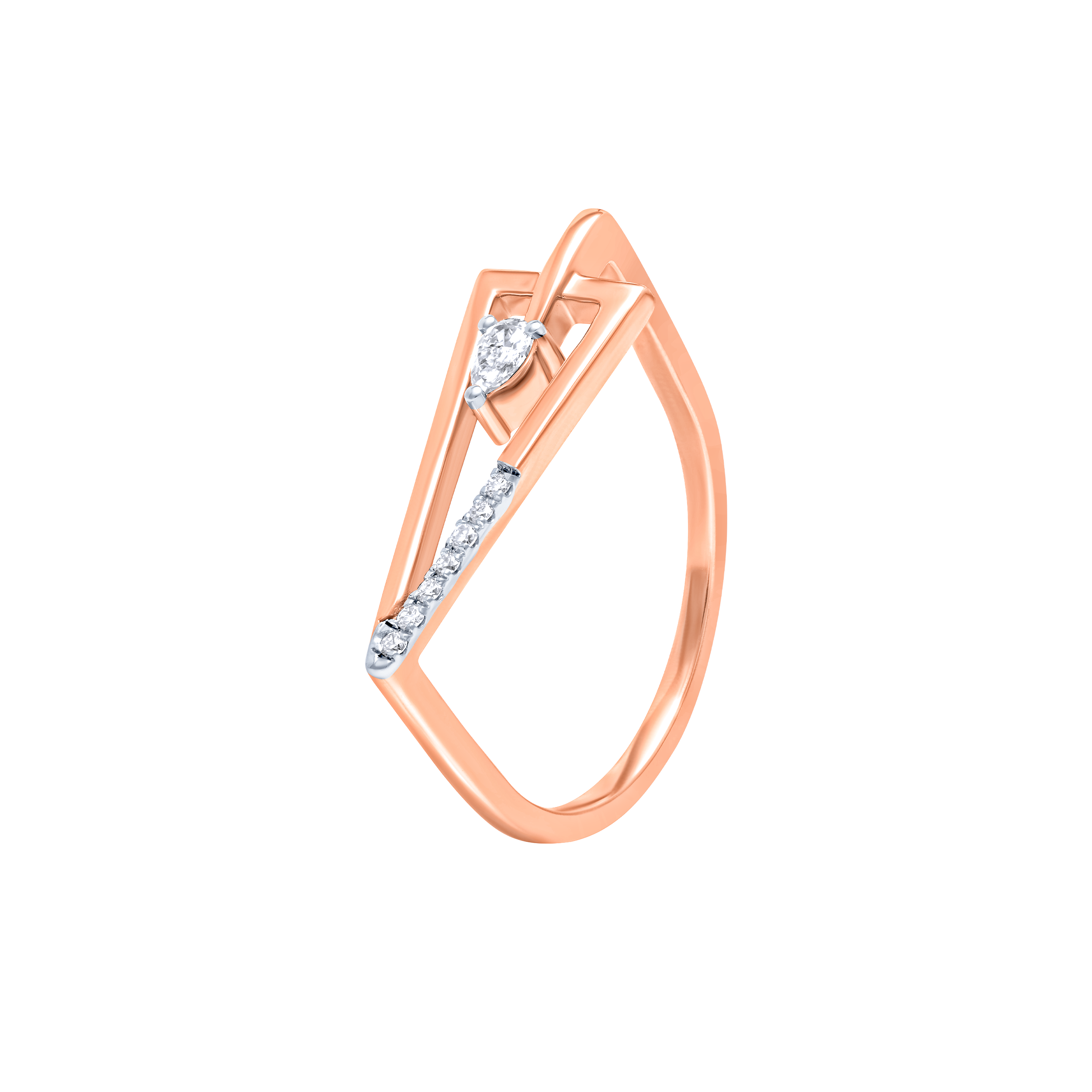 Modern Geometric 18K Rose Gold Diamond Ring