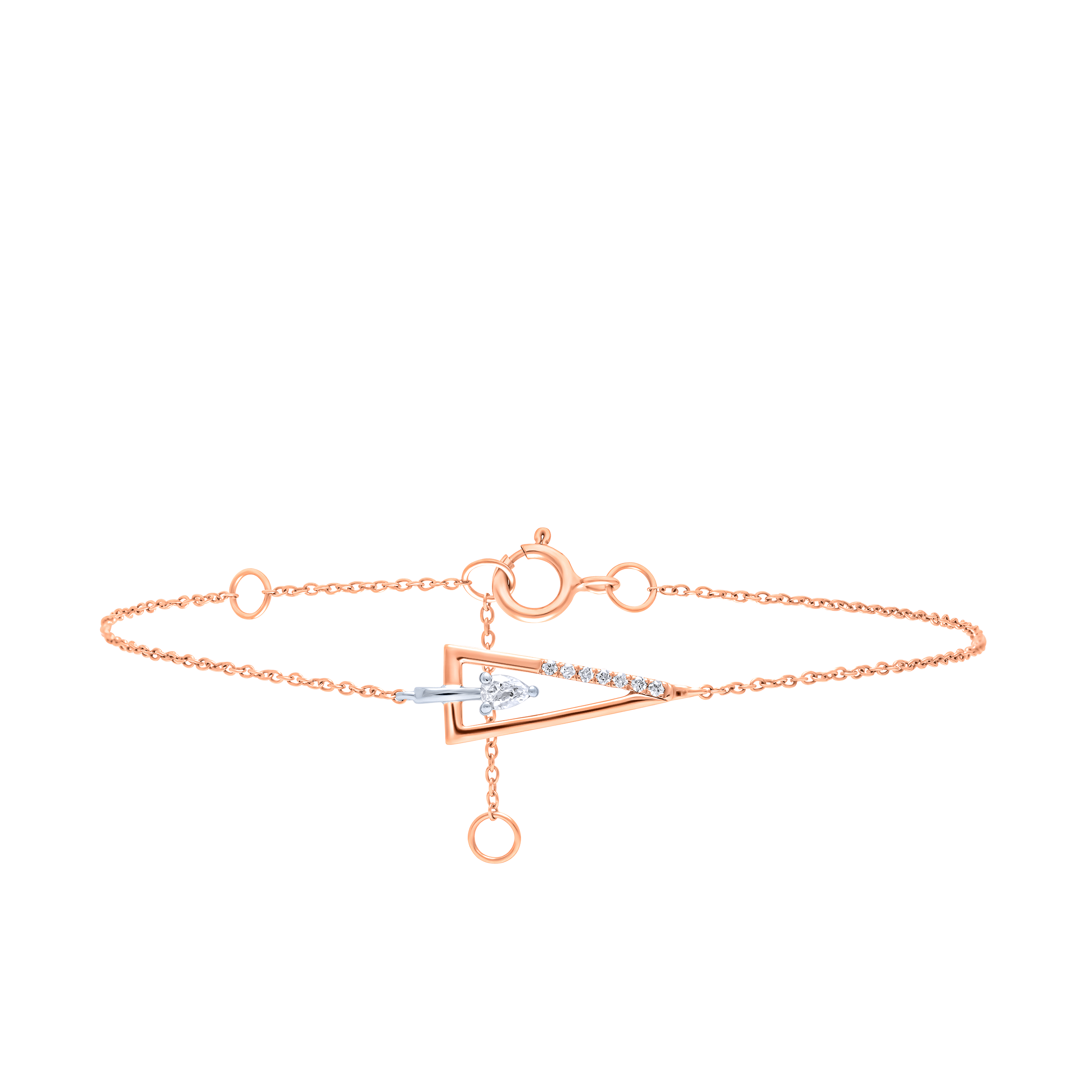 18K Rose Gold Geometric Diamond Bracelet – Modern Minimalism & Sparkle