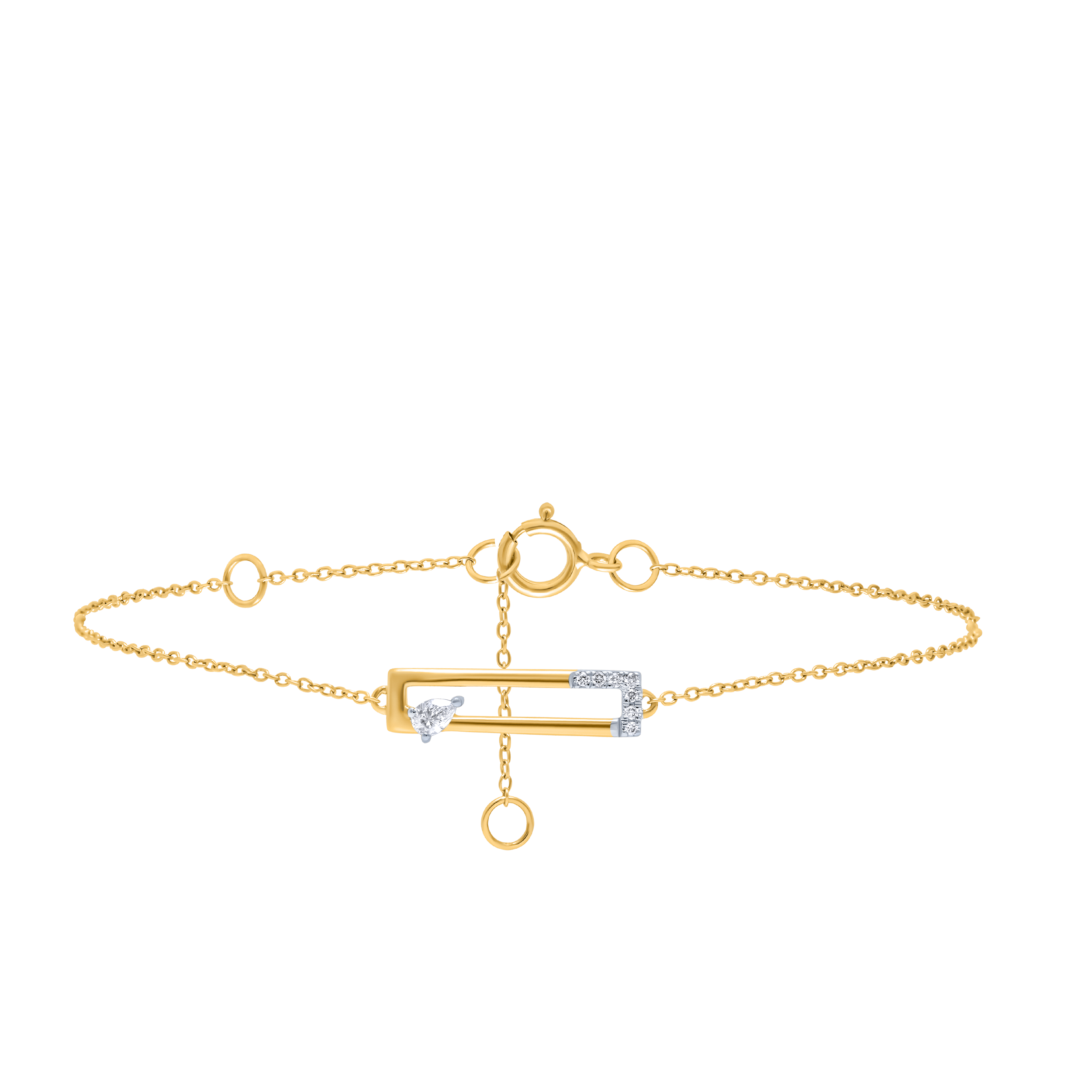 Contemporary 18K Yellow Gold Geometric Diamond Bracelet
