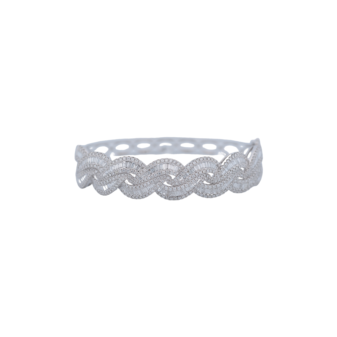 18K White Gold Diamond Bangle Bracelet