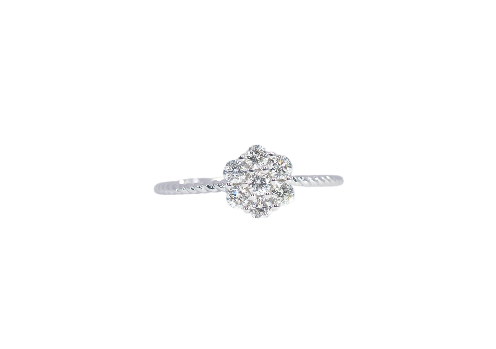 Elegant 18K White Gold Diamond Cluster Ring