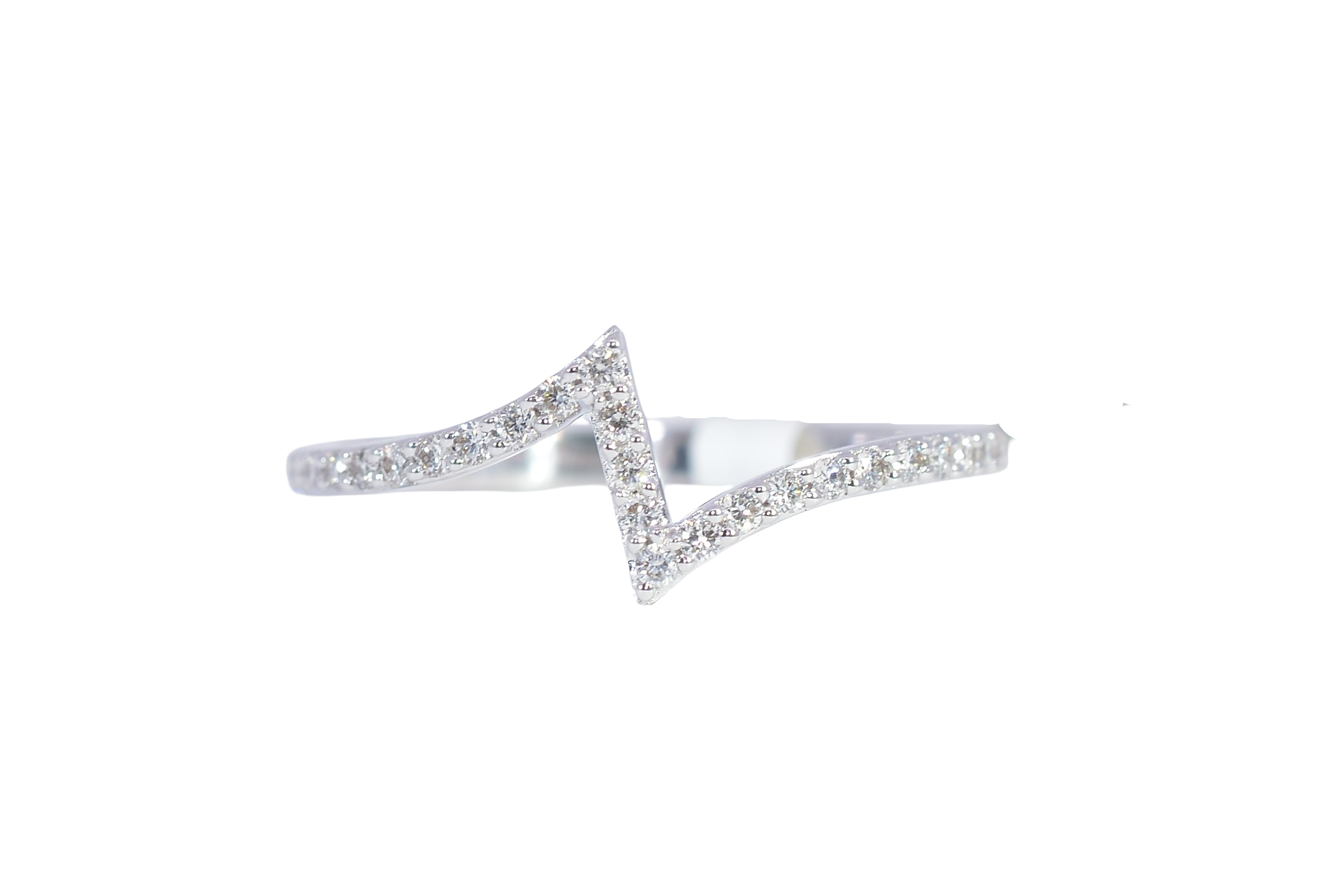 18K White Gold Diamond Zigzag Ring
