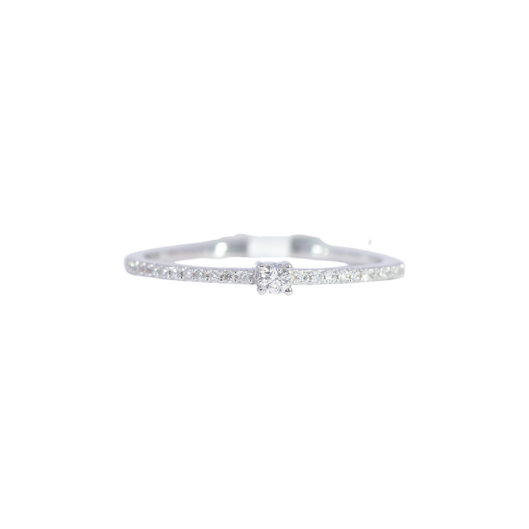 Delicate 18K White Gold Diamond Ring