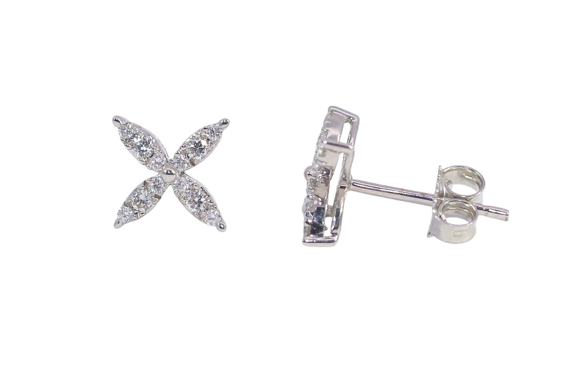 Delicate 18K White Gold Diamond Earrings