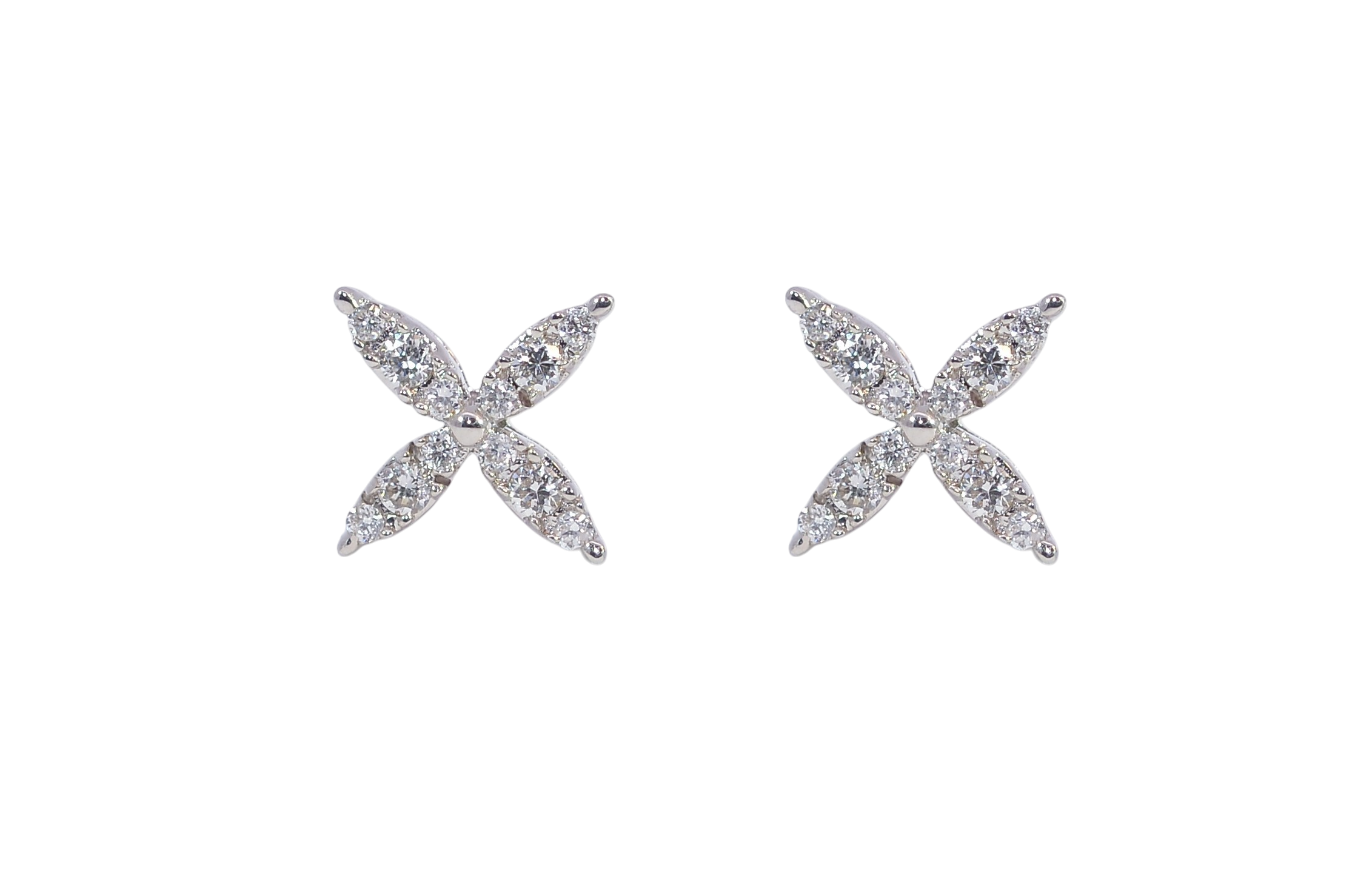 Delicate 18K White Gold Diamond Earrings