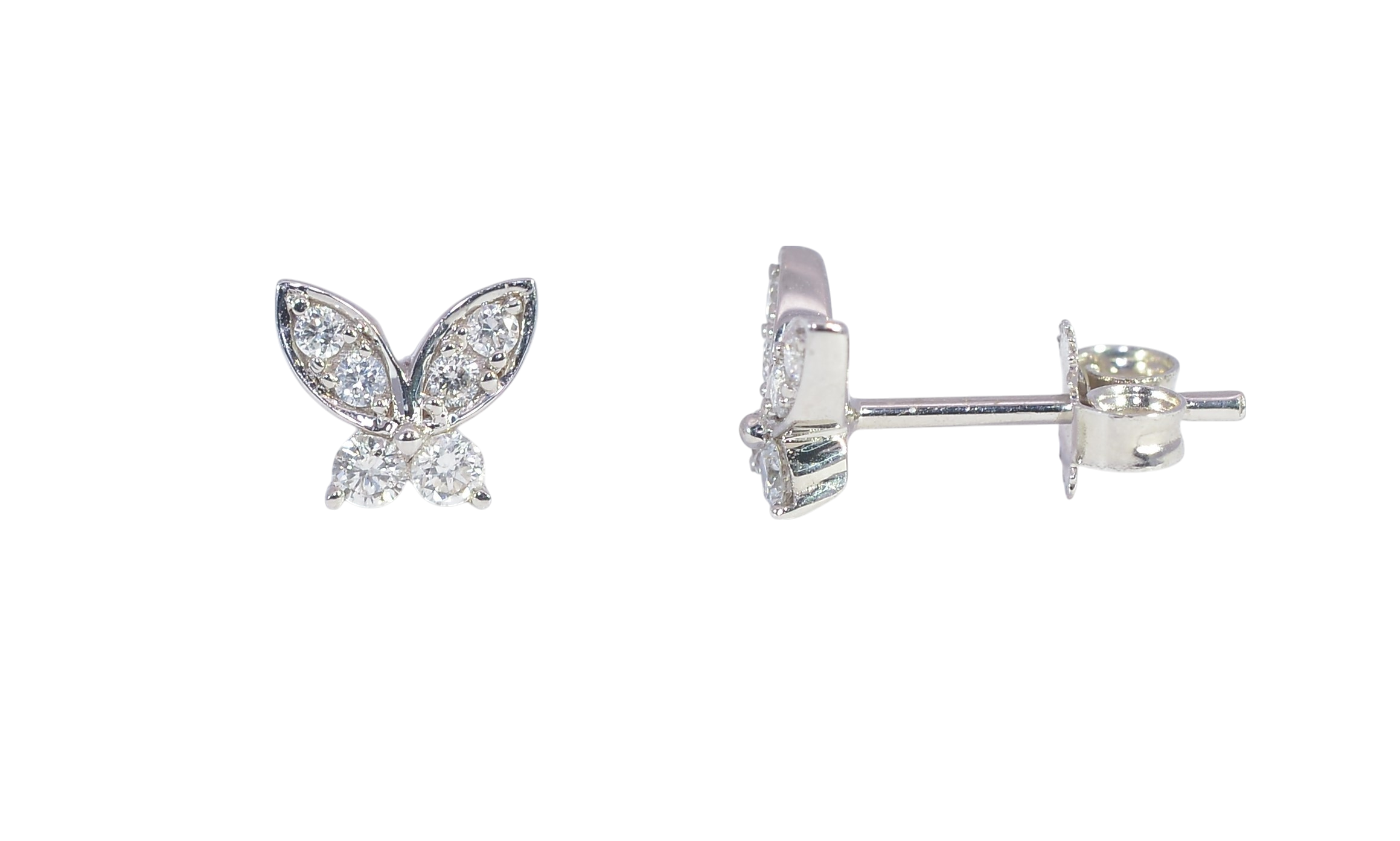 Delicate 18K White Gold Diamond Earrings
