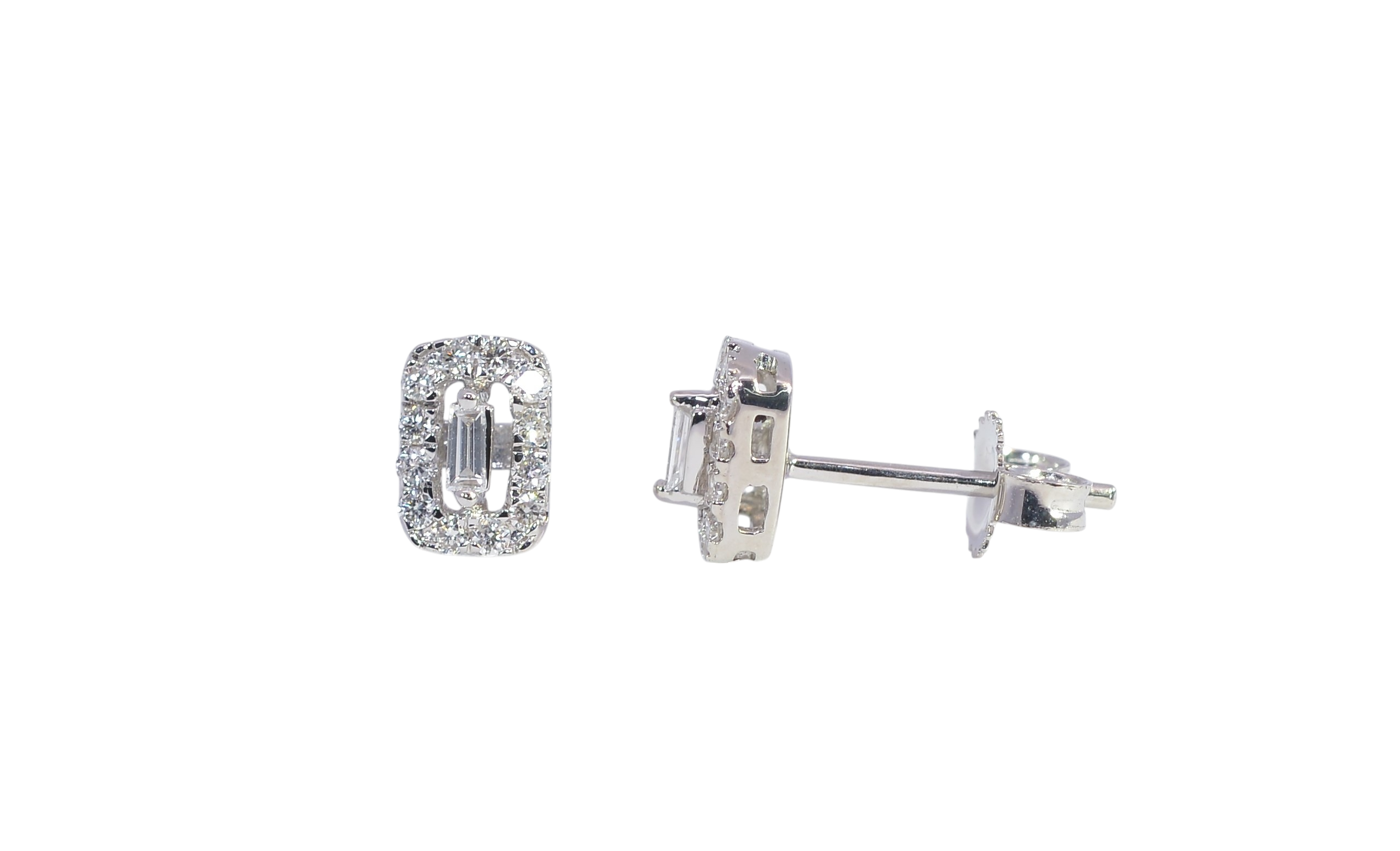 Modern 18K White Gold Diamond Earrings