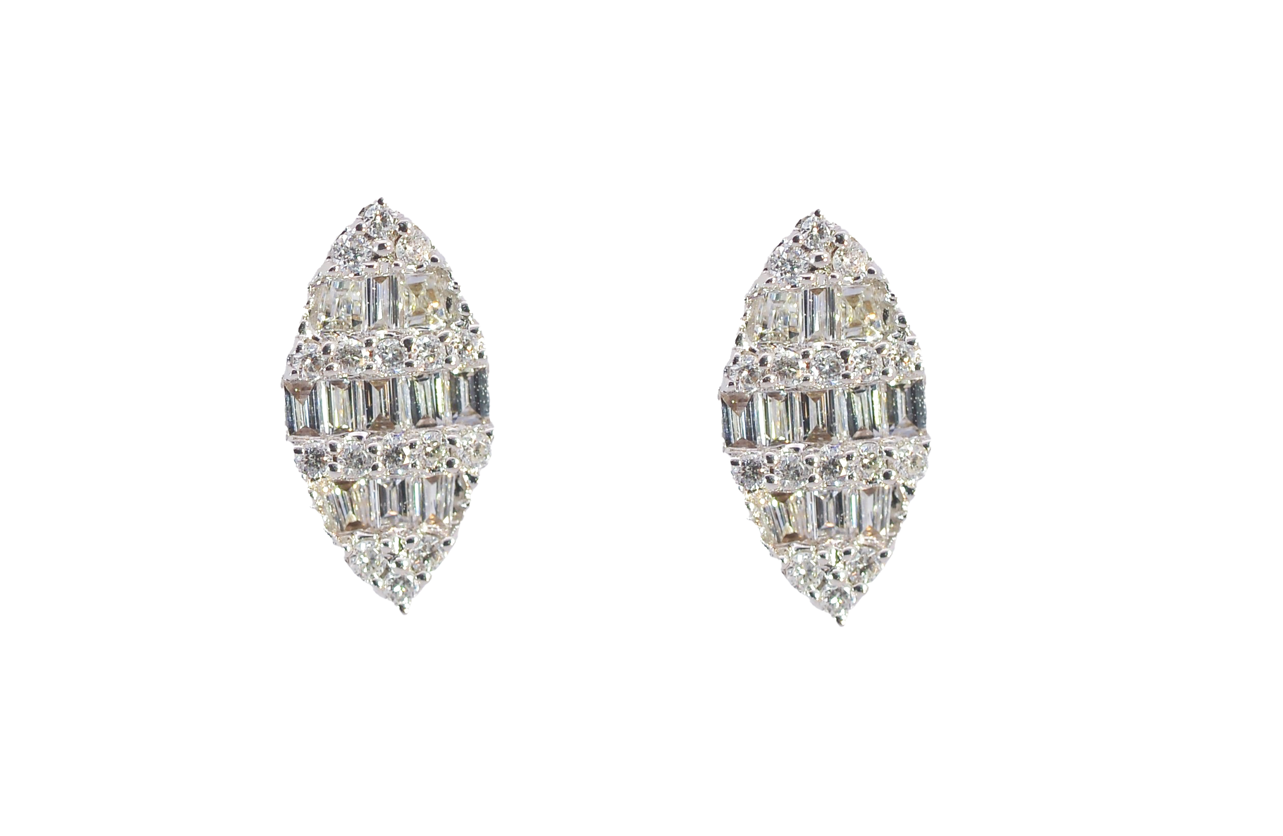 Modern Geometric 18K White Gold Diamond Earrings