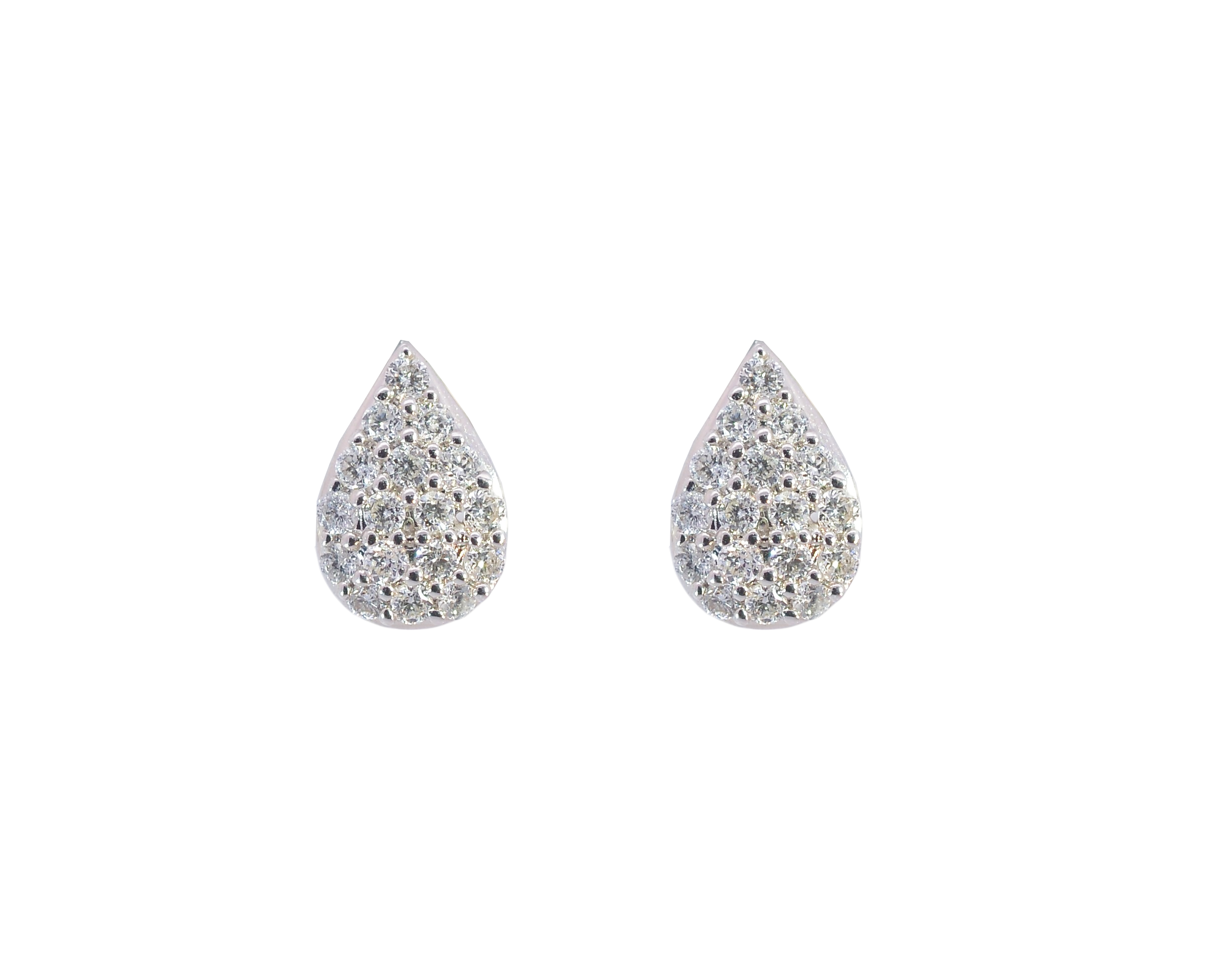 Elegant Teardrop 18K White Gold Diamond Earrings