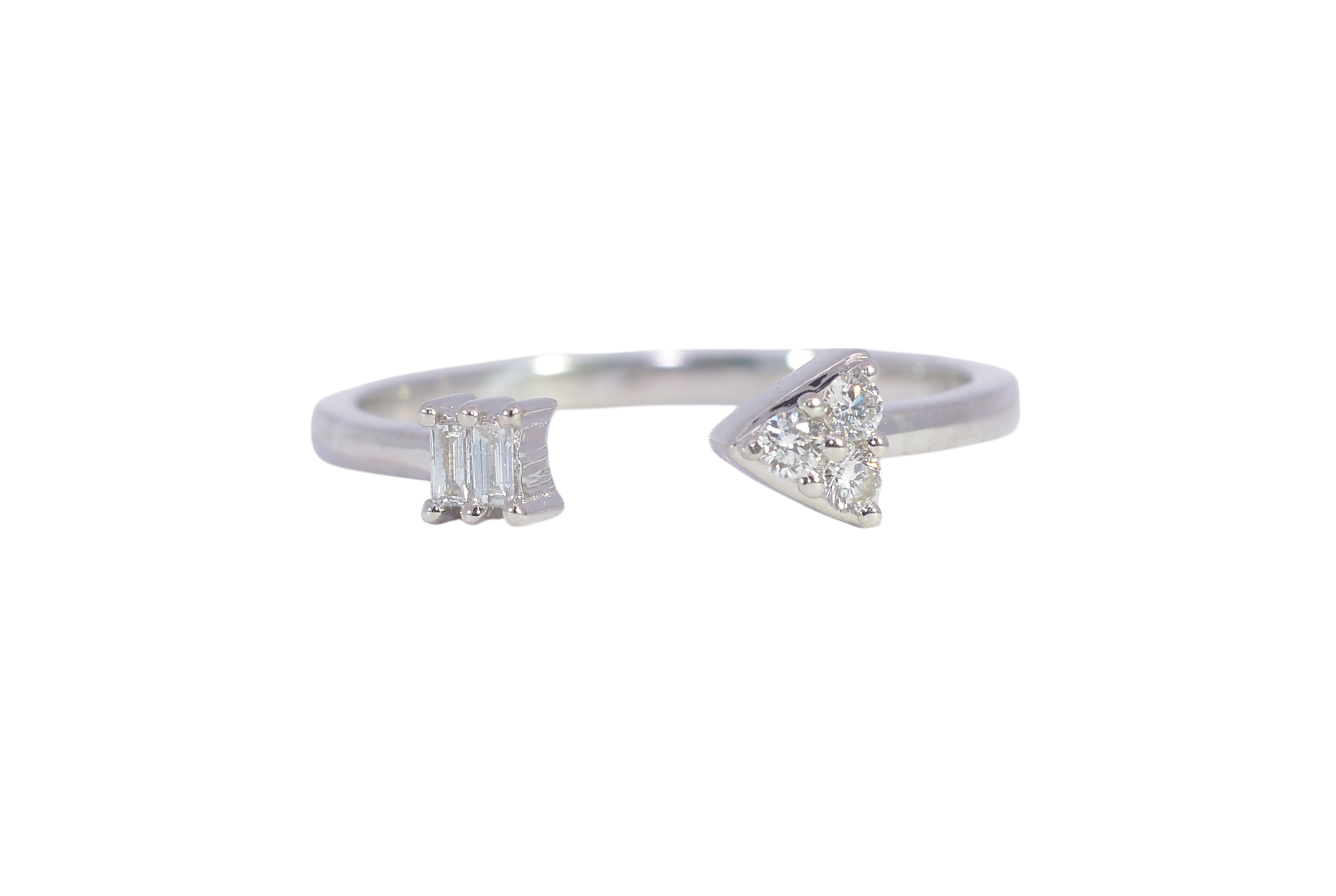 Modern Open 18K White Gold Diamond Ring