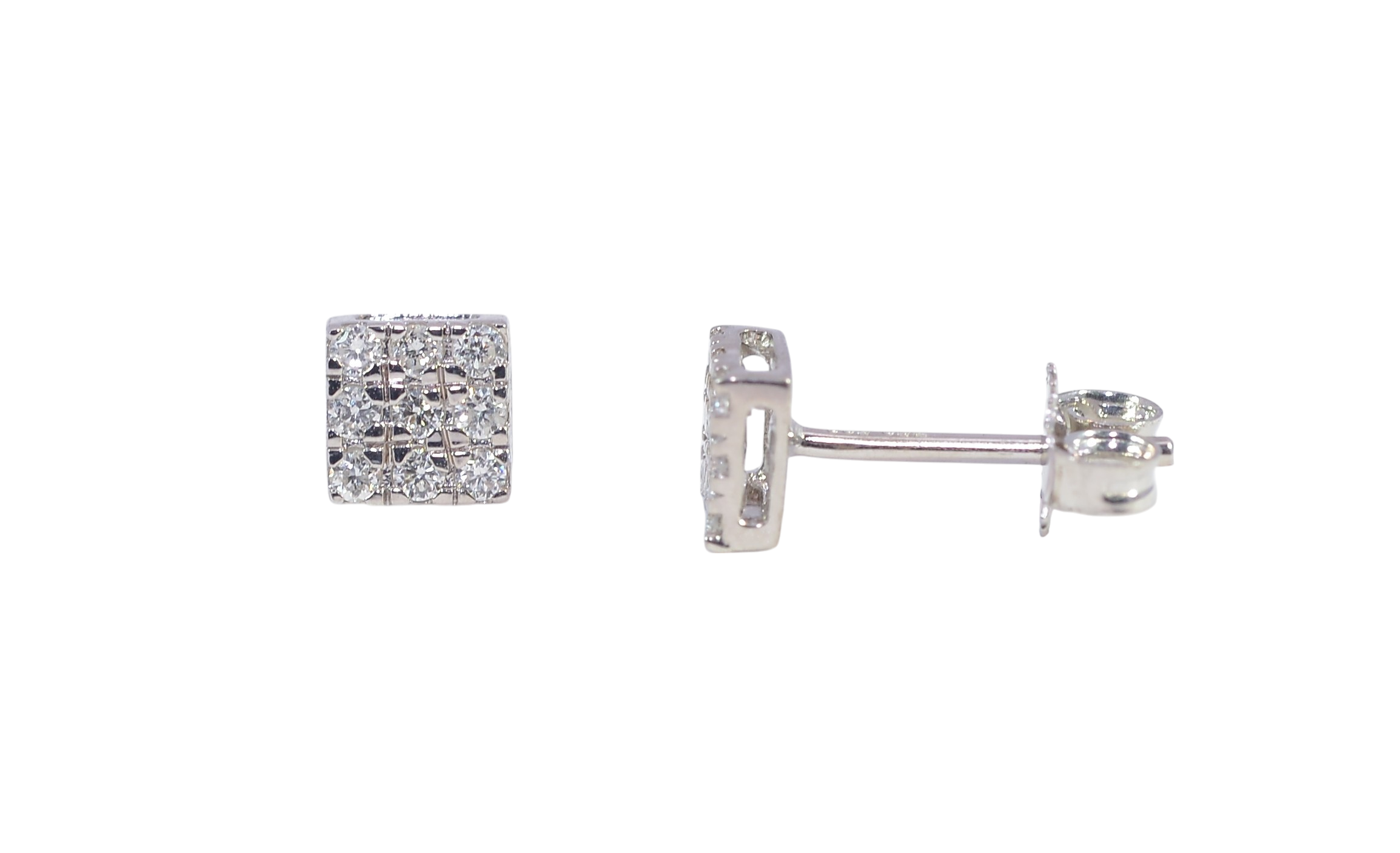 Elegant 18K White Gold Diamond Stud Earrings