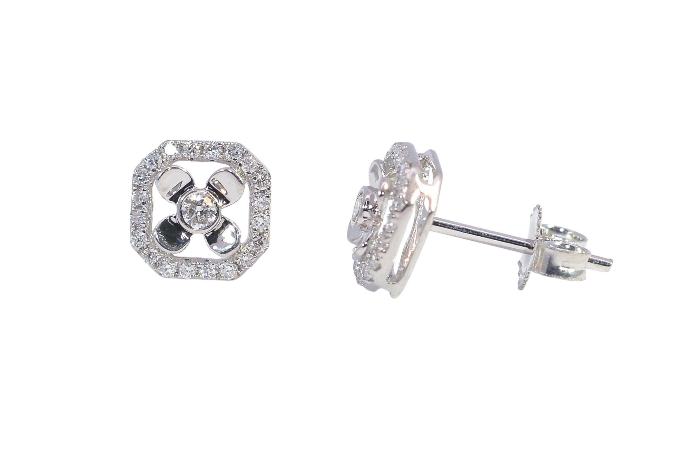 18K White Gold Diamond Earrings
