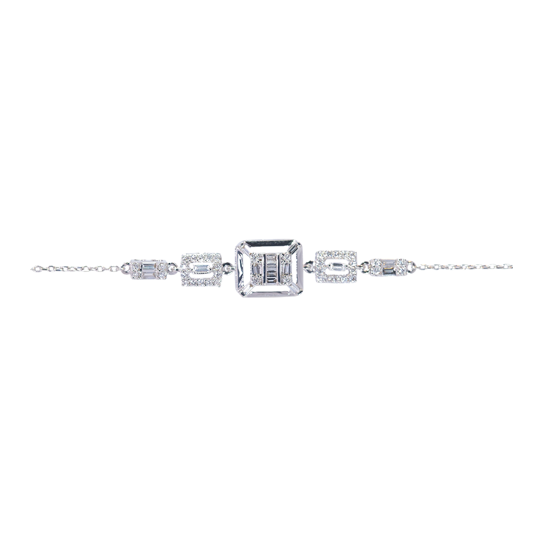 Elegant 18K White Gold Diamond Bracelet