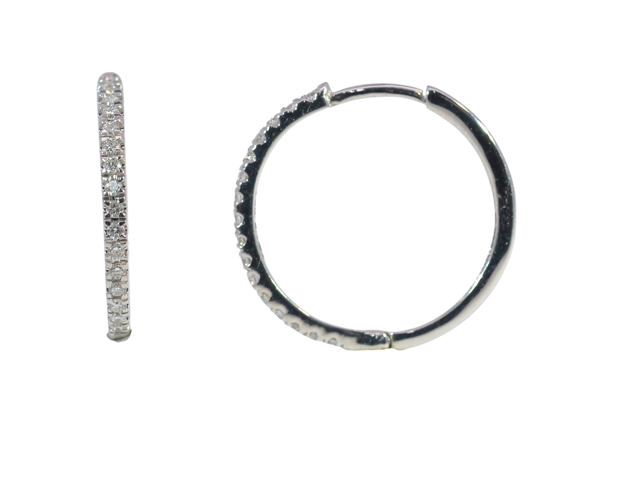 Elegant 18K White Gold Diamond Hoop Earrings