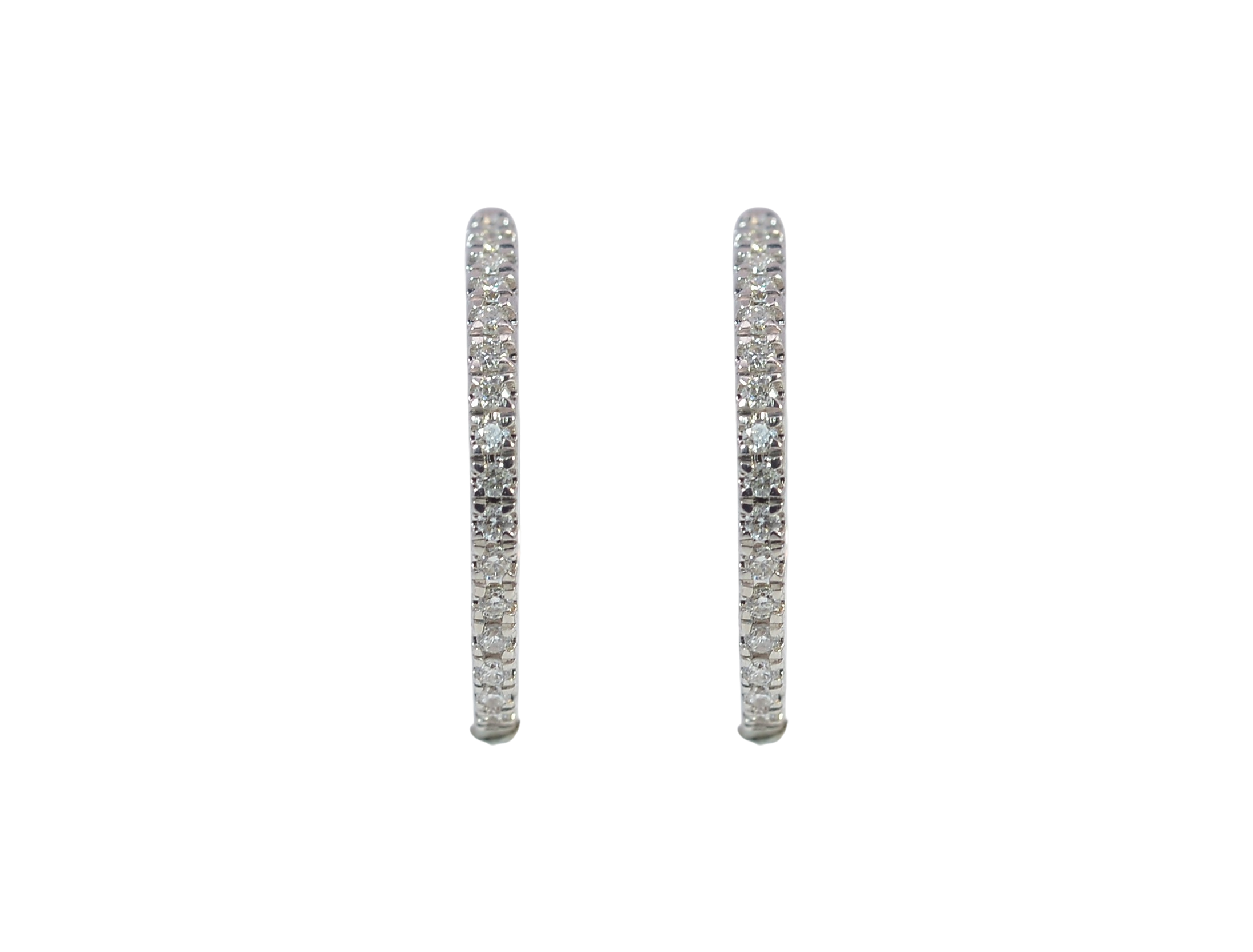 Elegant 18K White Gold Diamond Hoop Earrings