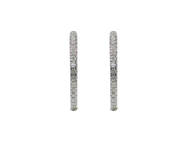 Elegant 18K White Gold Diamond Hoop Earrings