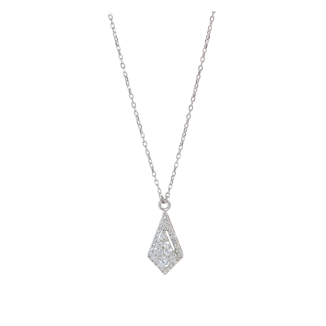 18K White Gold Geometric Diamond Necklace