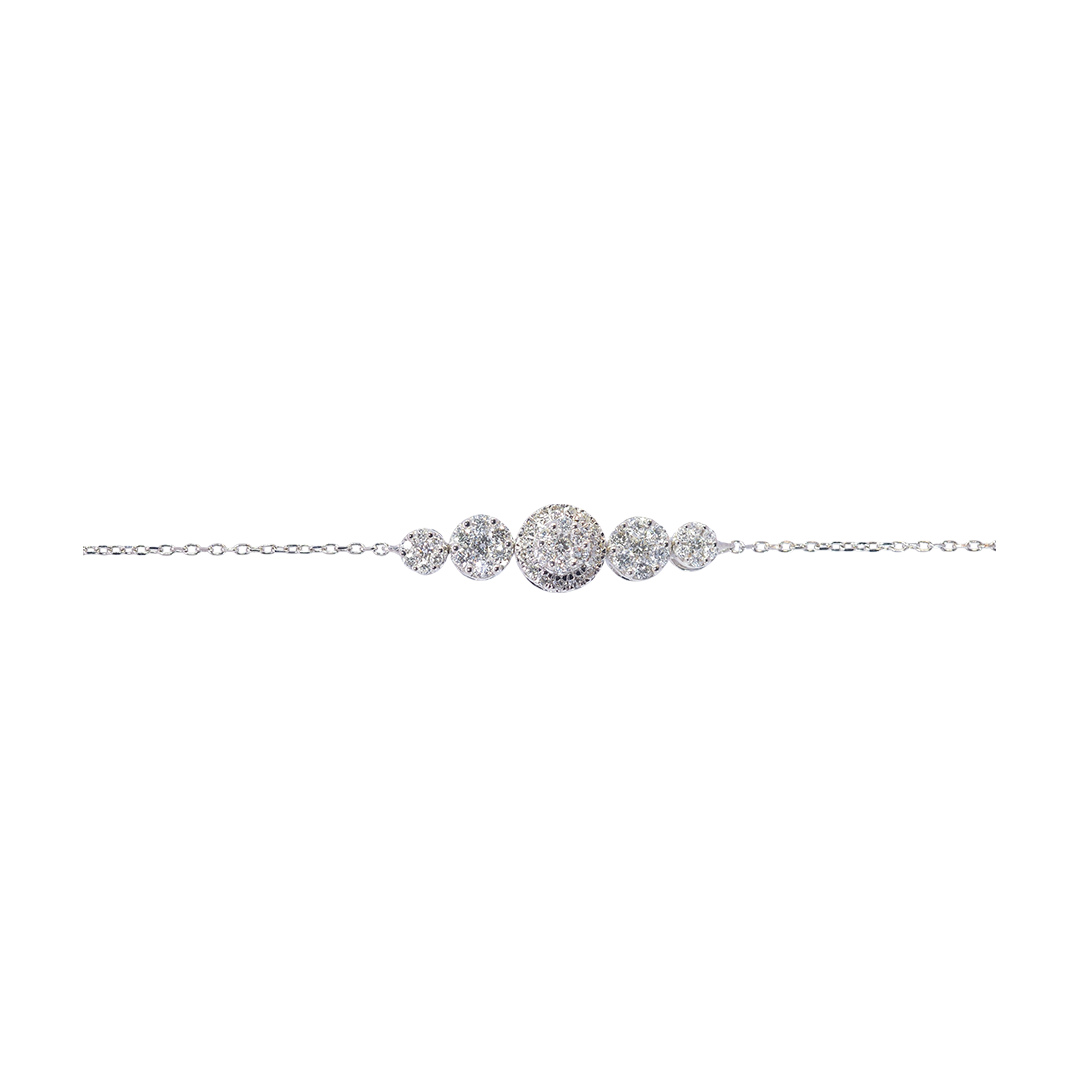 Elegant Round Cluster Diamond Bracelet in 18K Gold