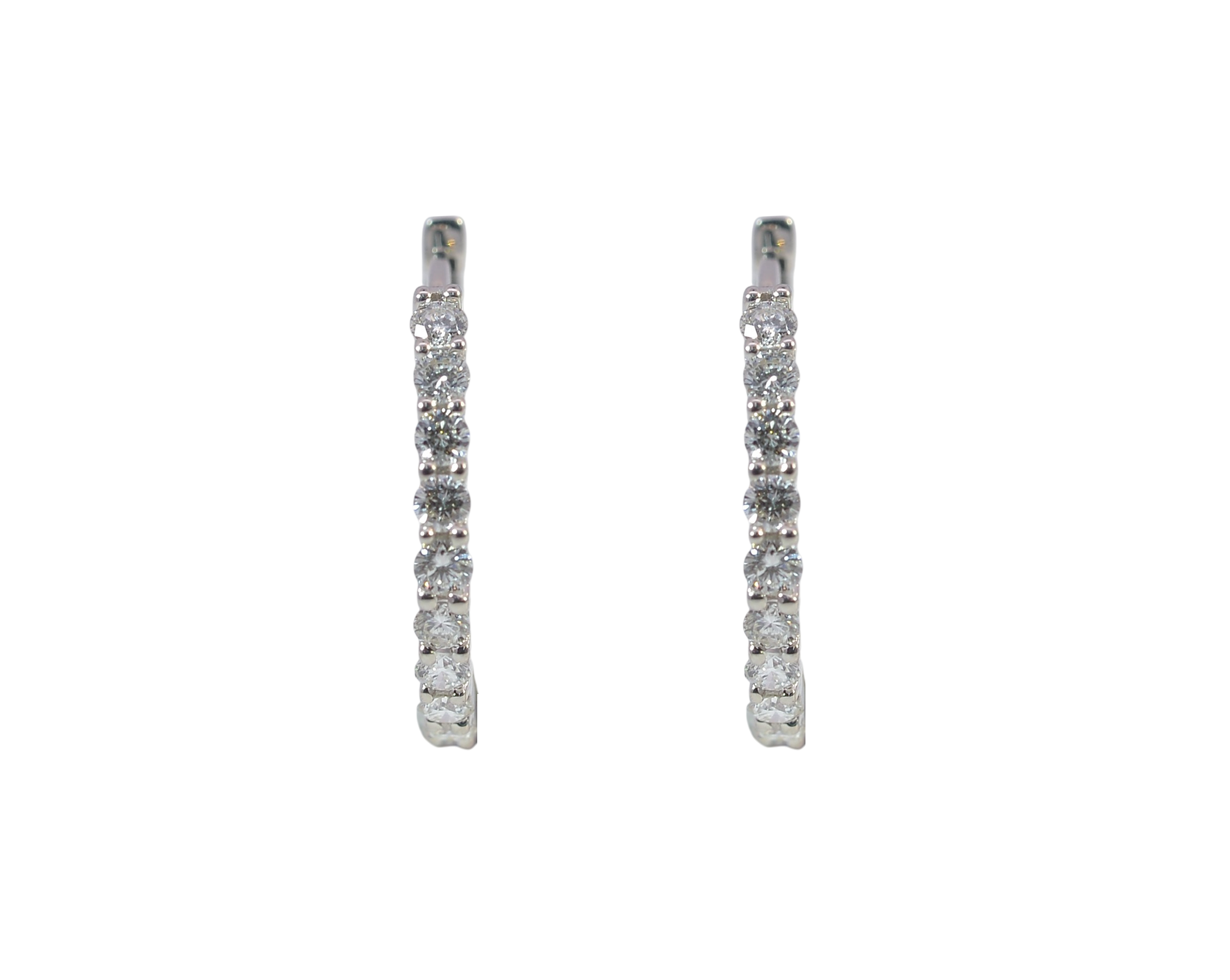 18K White Gold Diamond Hoop Earrings