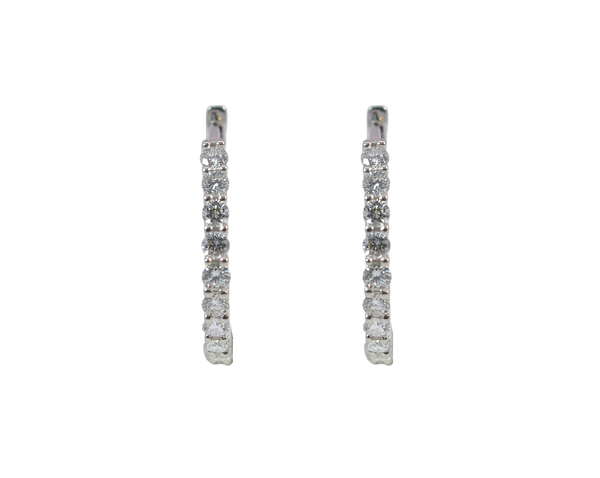 18K White Gold Diamond Hoop Earrings