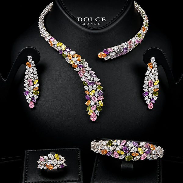 Clara Multicolor Luxury Bridal Full Set Featuring Hight Quality Class Zircon Stones with Premium Rhodium-plated Finish