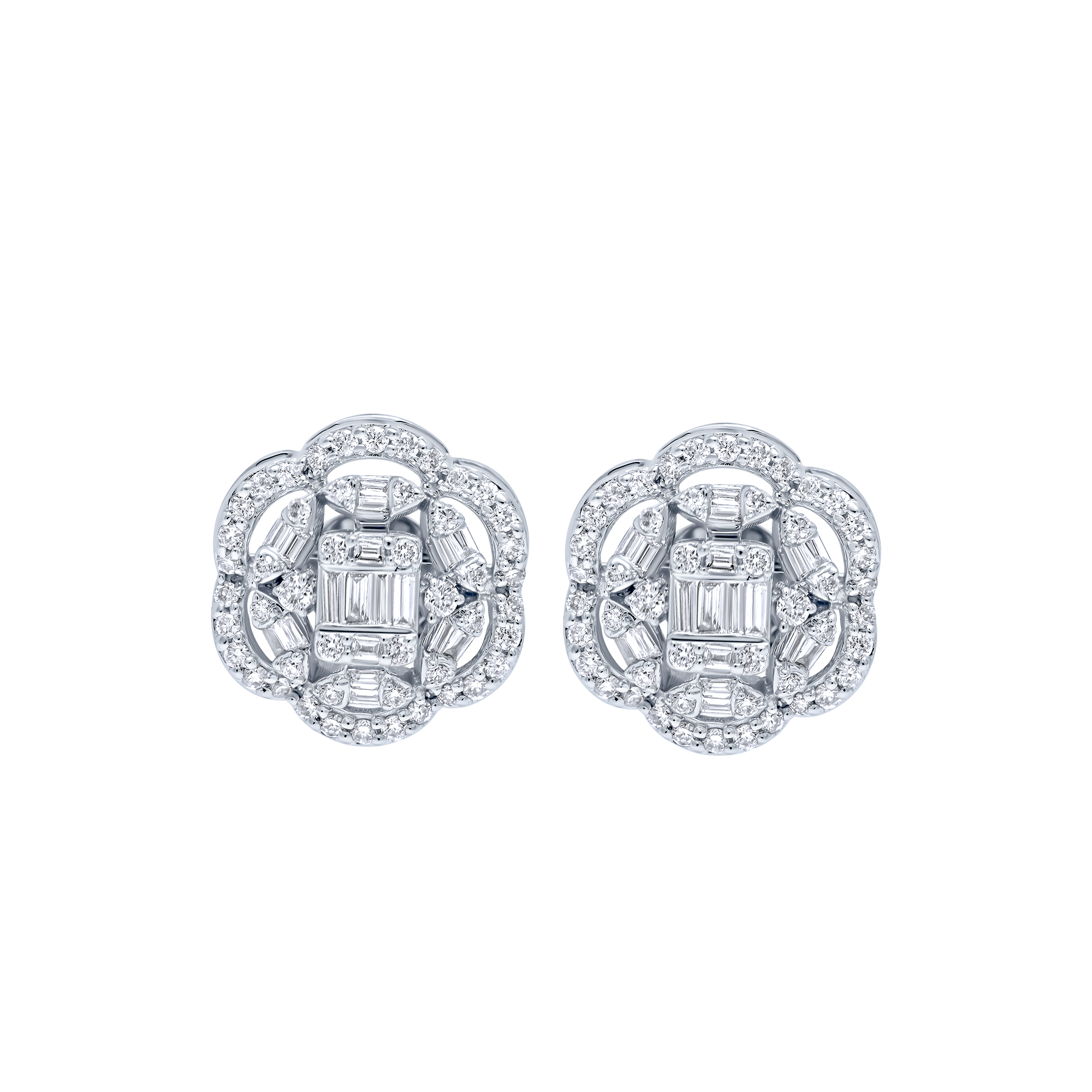 Chic 18K Diamond Earrings in White Gold