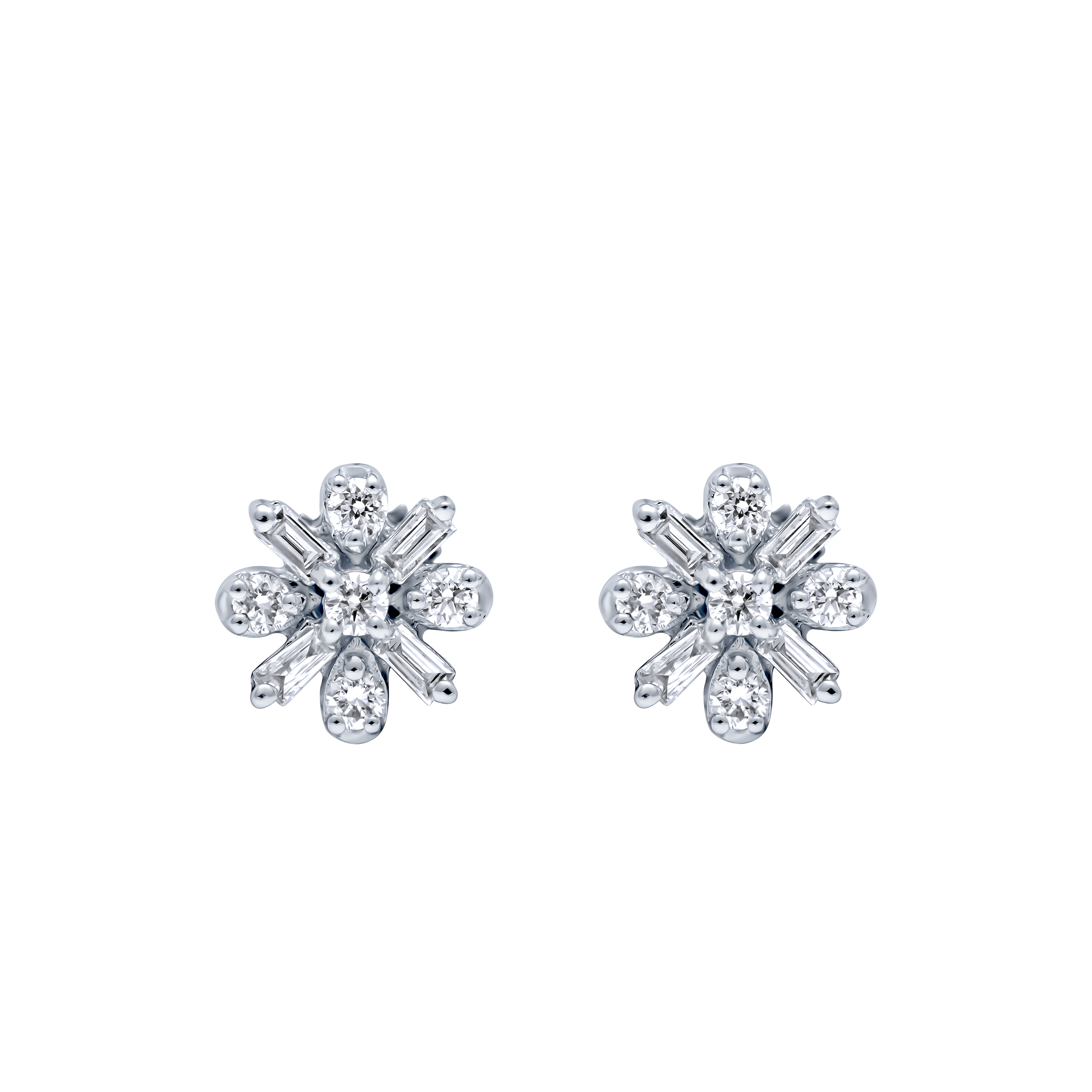 Shining 18K Diamond Earrings in White Gold