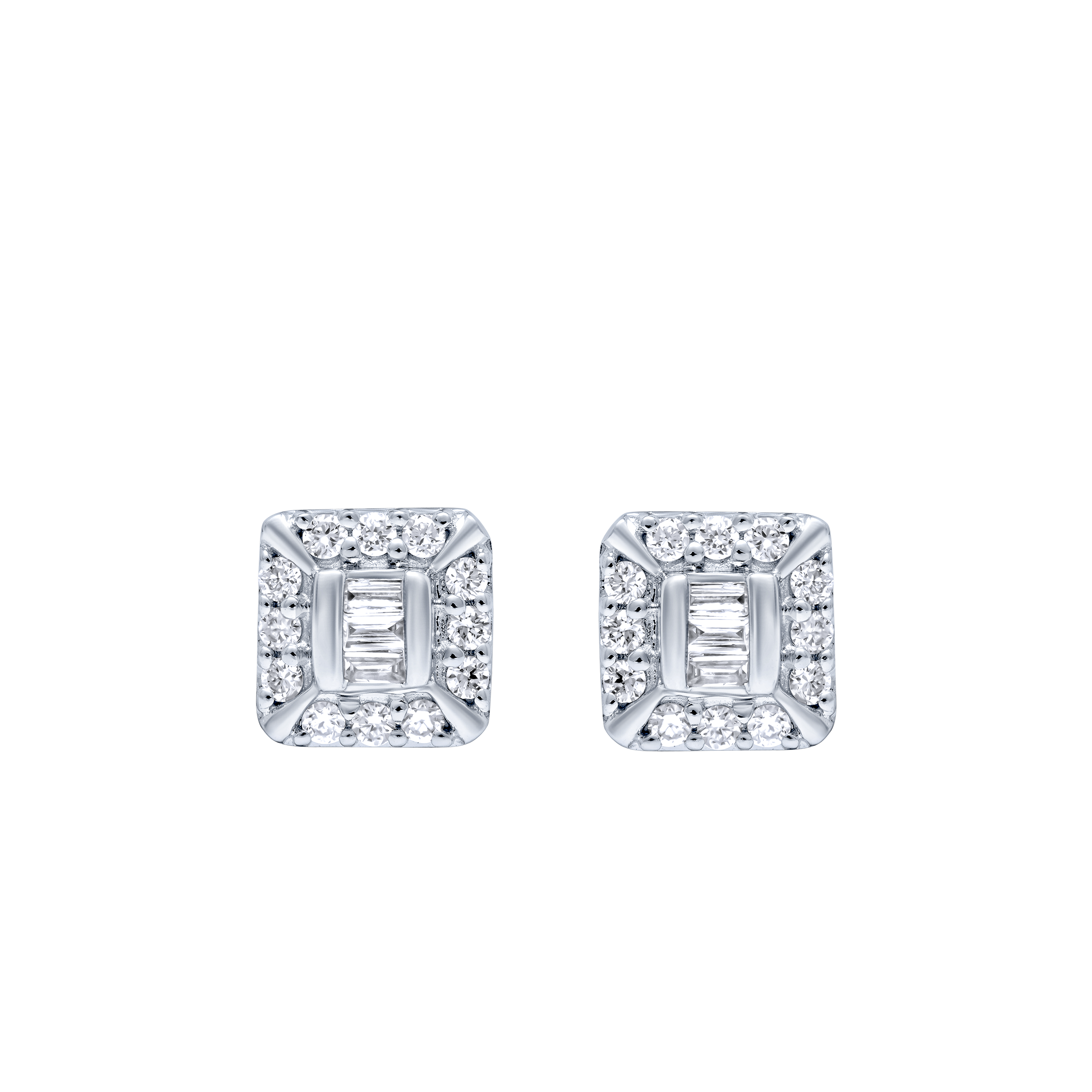 Radiant 18K Diamond Earrings in White Gold