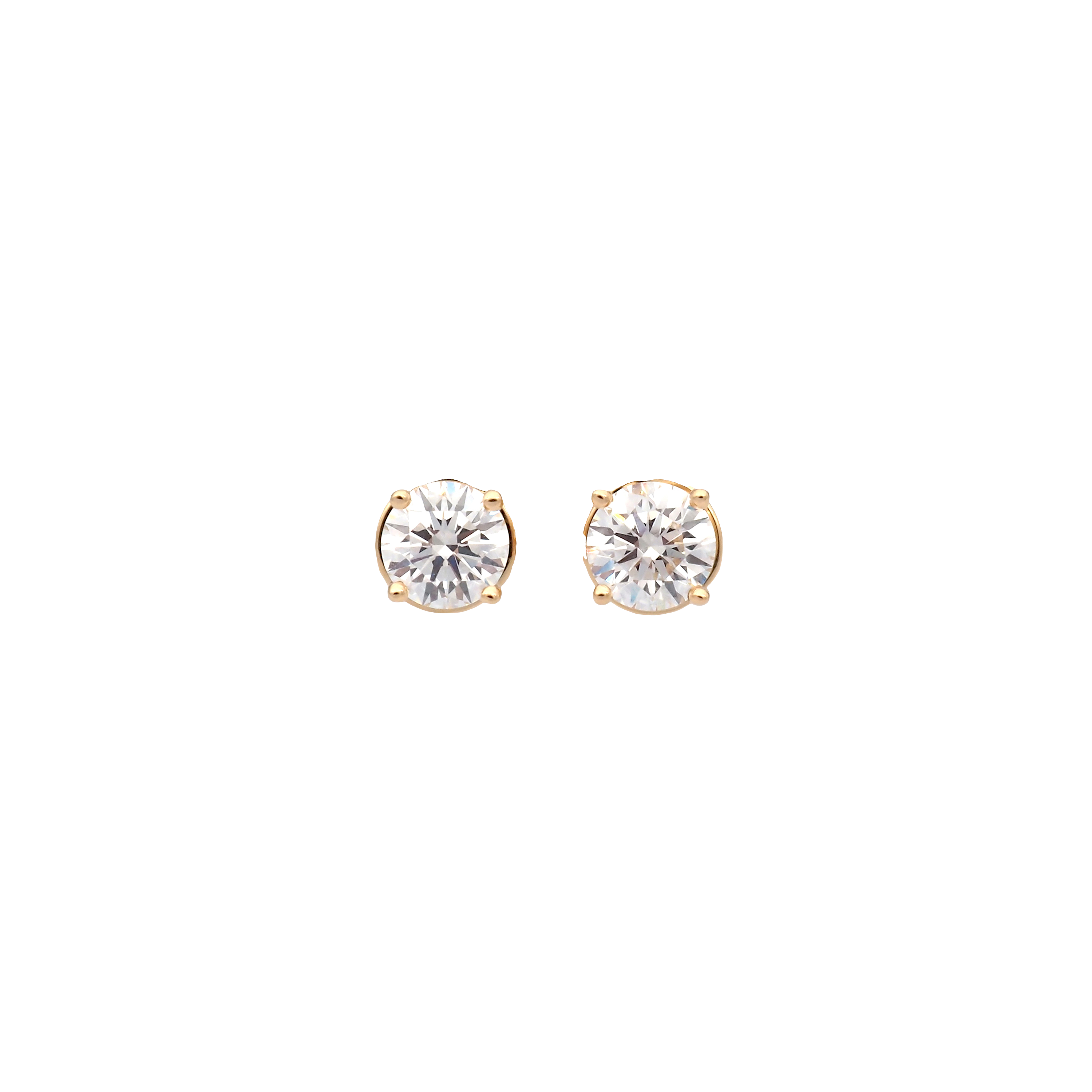 Elegant Round Lab-Grown Diamond Stud Earrings in 18K Yellow Gold