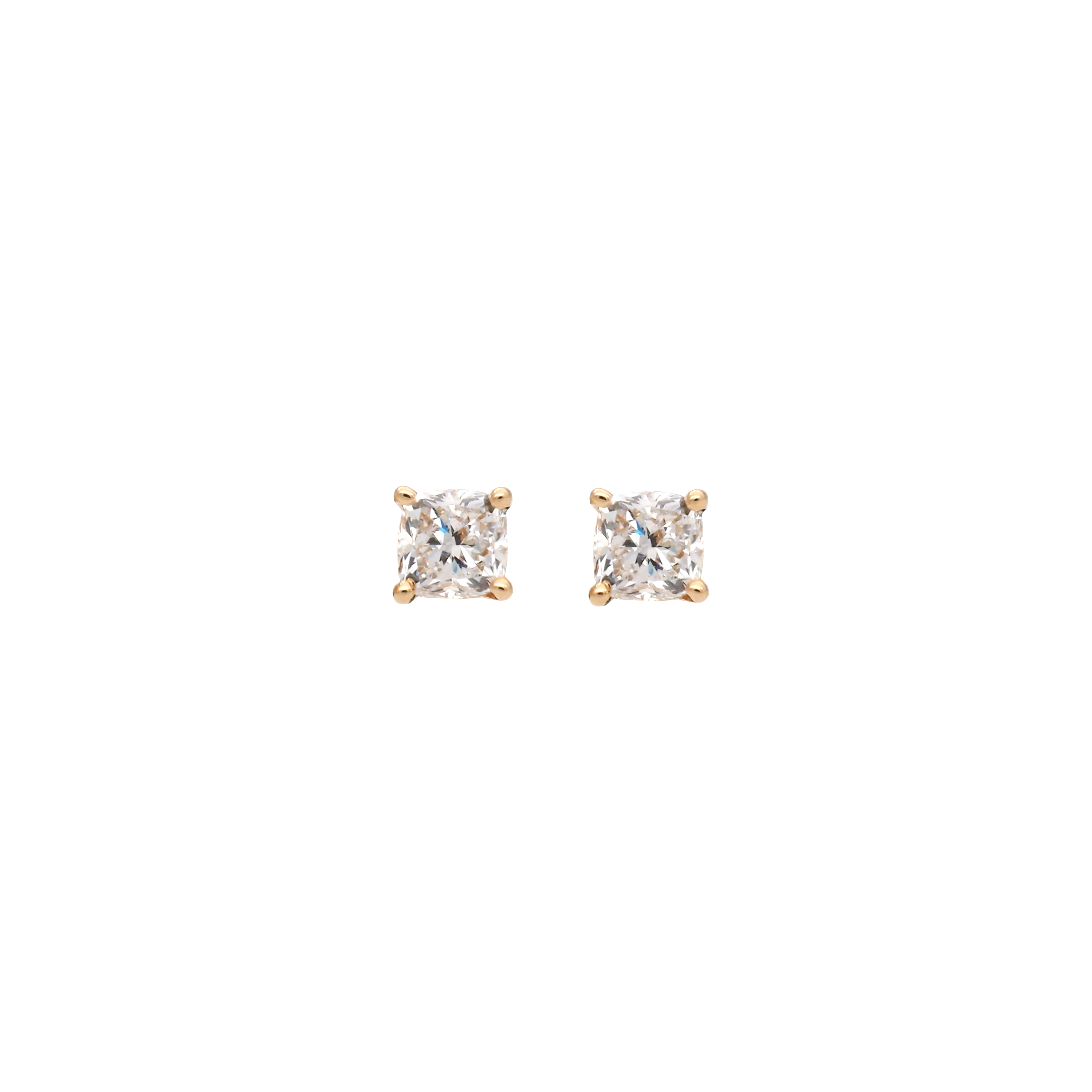 Cushion Cut Lab-Grown Diamond Stud Earrings in 18K Yellow Gold