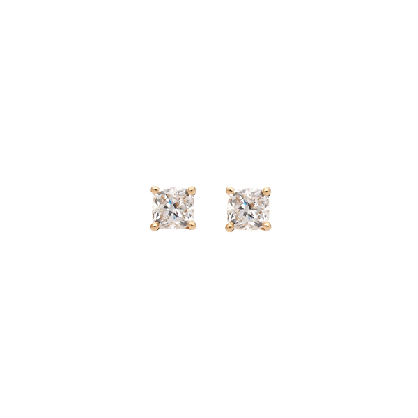 أقراط مرصعة بألماس صناعي بقصة الوسادة من الذهب الأصفر عيار 18 قيراطًا