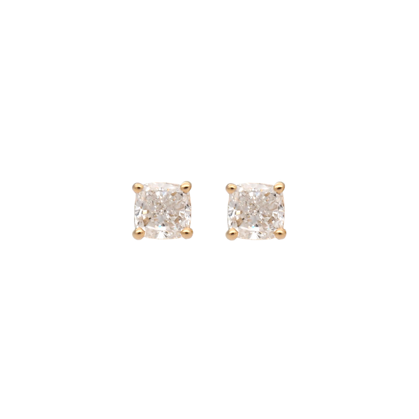 Elegant Cushion Cut Lab-Grown Diamond Stud Earrings in 18K Yellow Gold