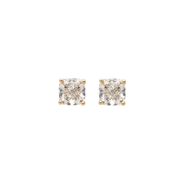 Elegant Cushion Cut Lab-Grown Diamond Stud Earrings in 18K Yellow Gold