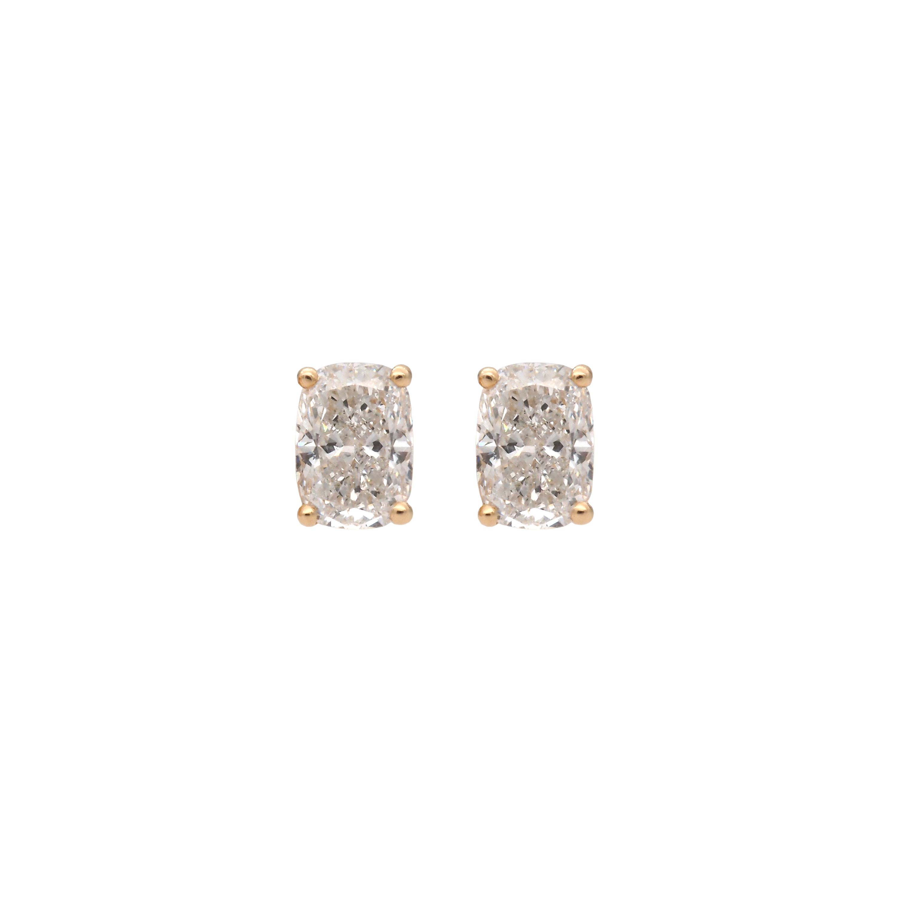 Elegant Cushion-Cut Lab-Grown Diamond Stud Earrings in 18K Yellow Gold
