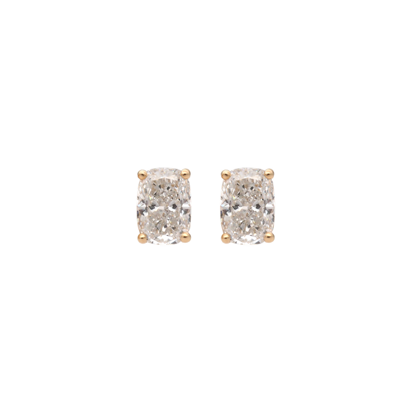 Elegant Cushion-Cut Lab-Grown Diamond Stud Earrings in 18K Yellow Gold