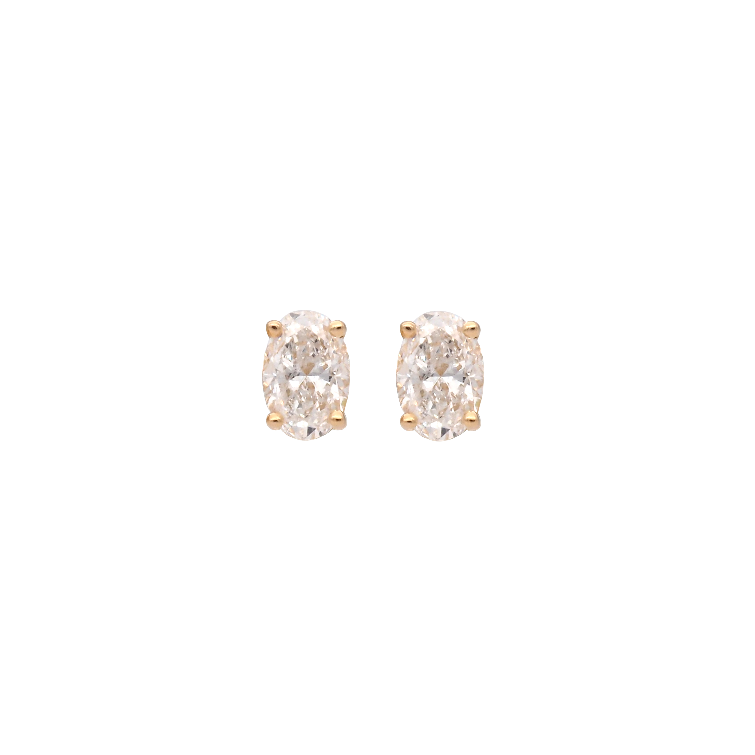 Elegant Oval Lab-Grown Diamond Stud Earrings in 18K Yellow Gold