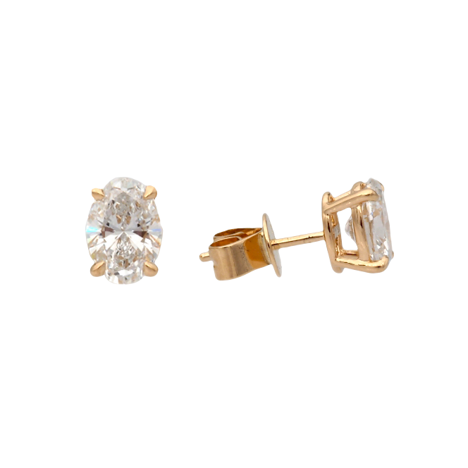 Elegant Oval Lab-Grown Diamond Stud Earrings