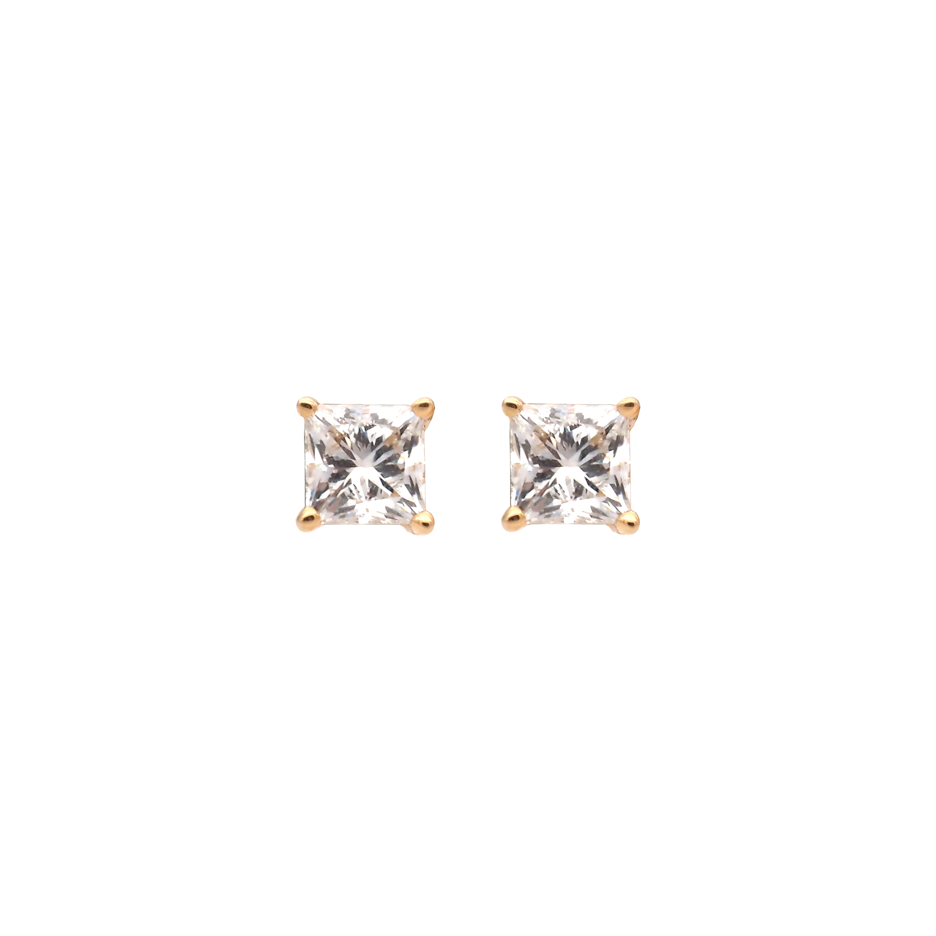 Elegant Princess Cut Lab-Grown Diamond Stud Earrings in 18K Yellow Gold