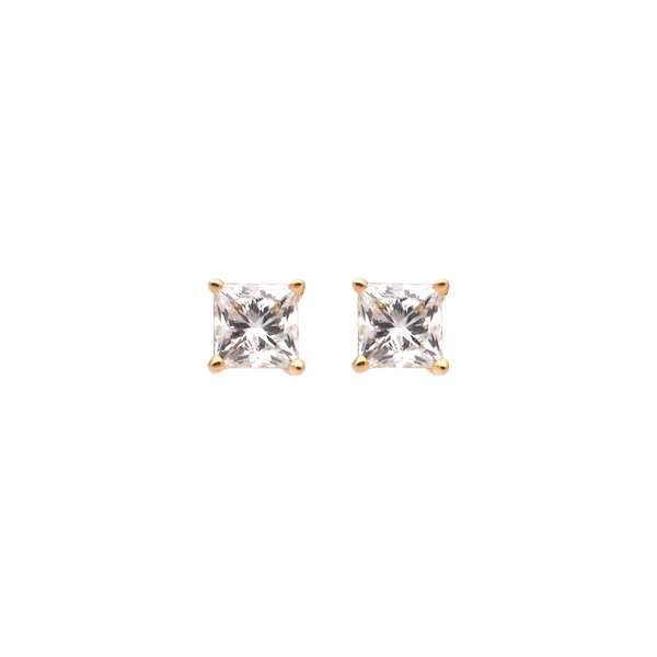 Elegant Princess Cut Lab-Grown Diamond Stud Earrings in 18K Yellow Gold