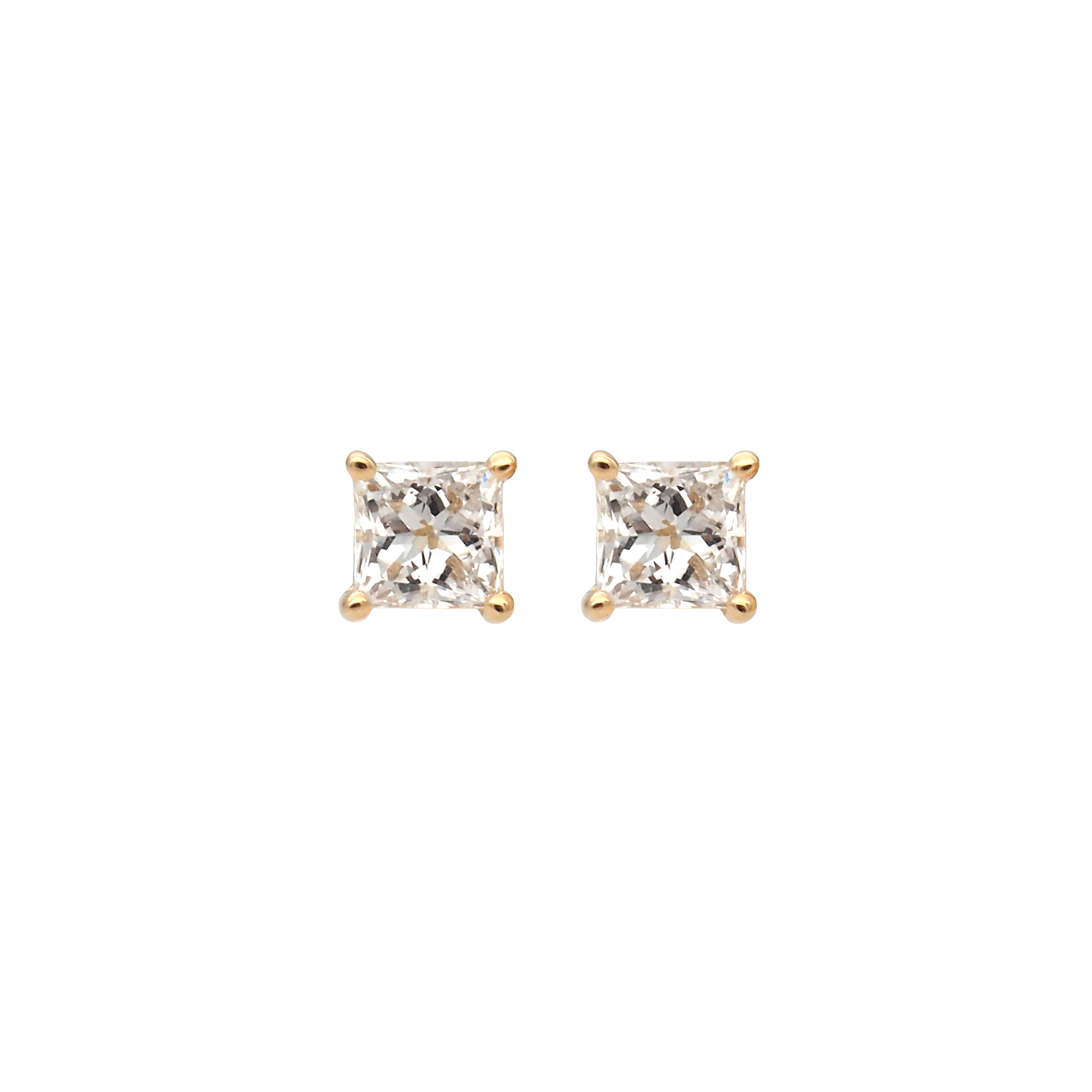 Princess Cut Lab-Grown Diamond Stud Earrings in 18K Yellow Gold